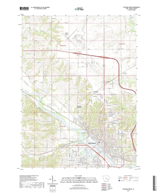 Ottumwa North Iowa US Topo Map Image