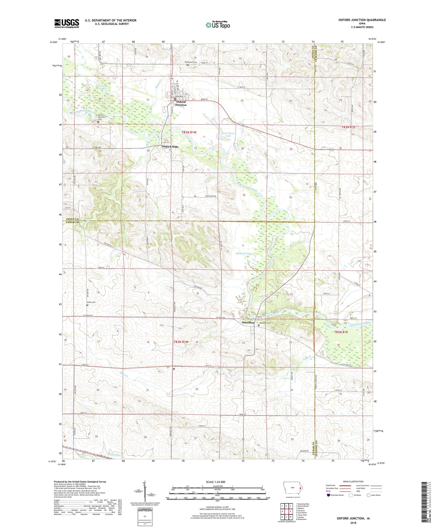 Oxford Junction Iowa US Topo Map Image