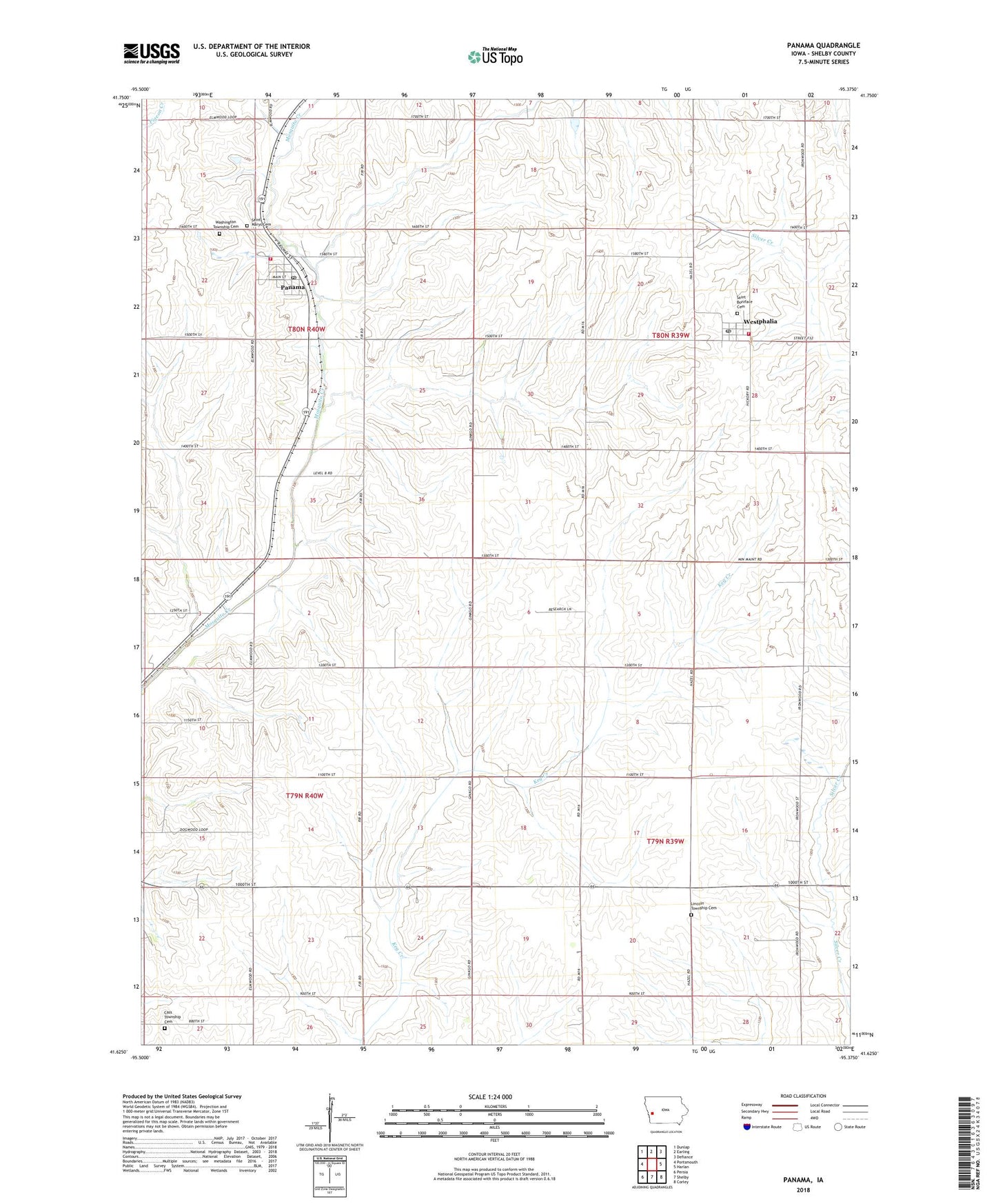Panama Iowa US Topo Map Image