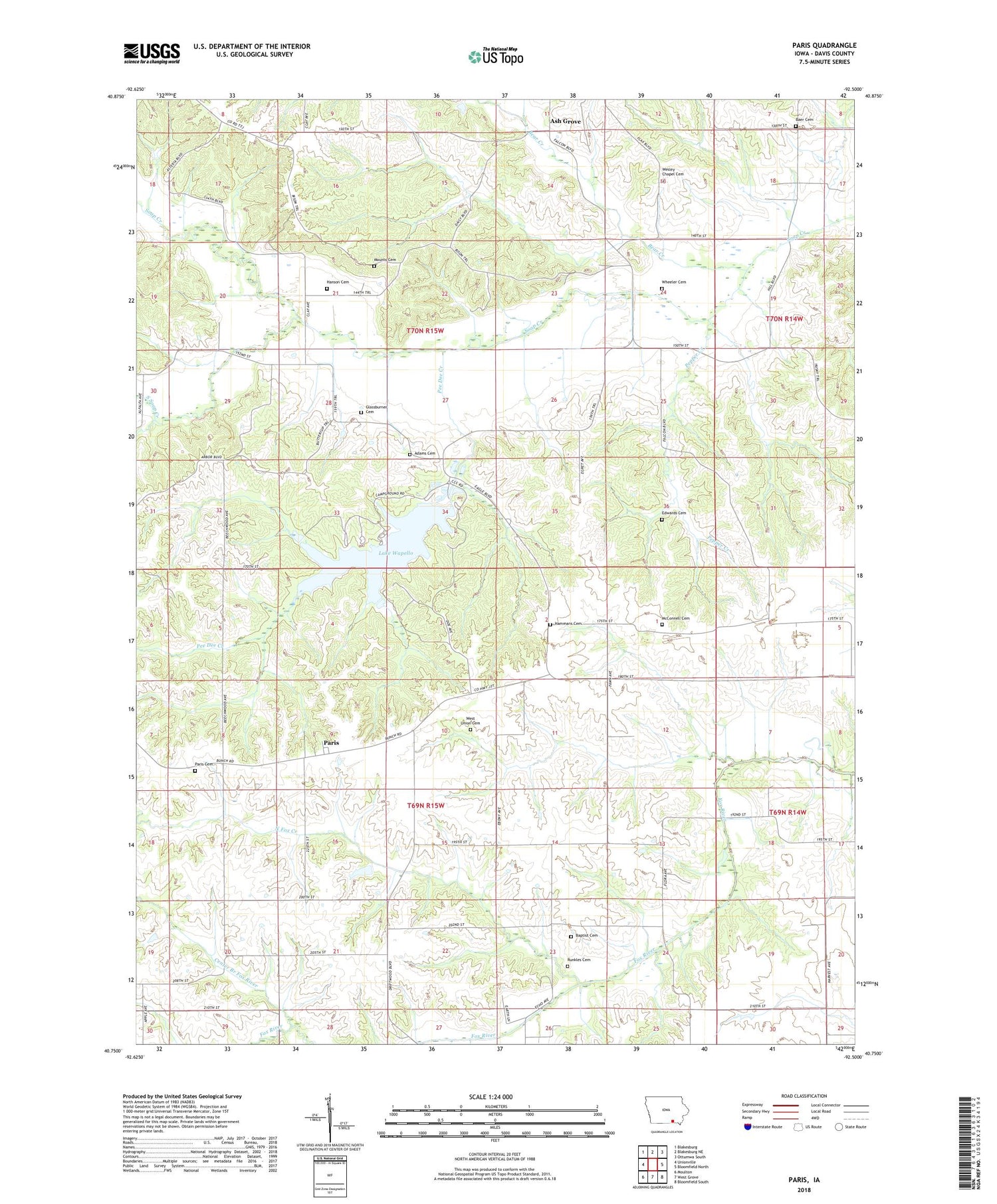 Paris Iowa US Topo Map Image