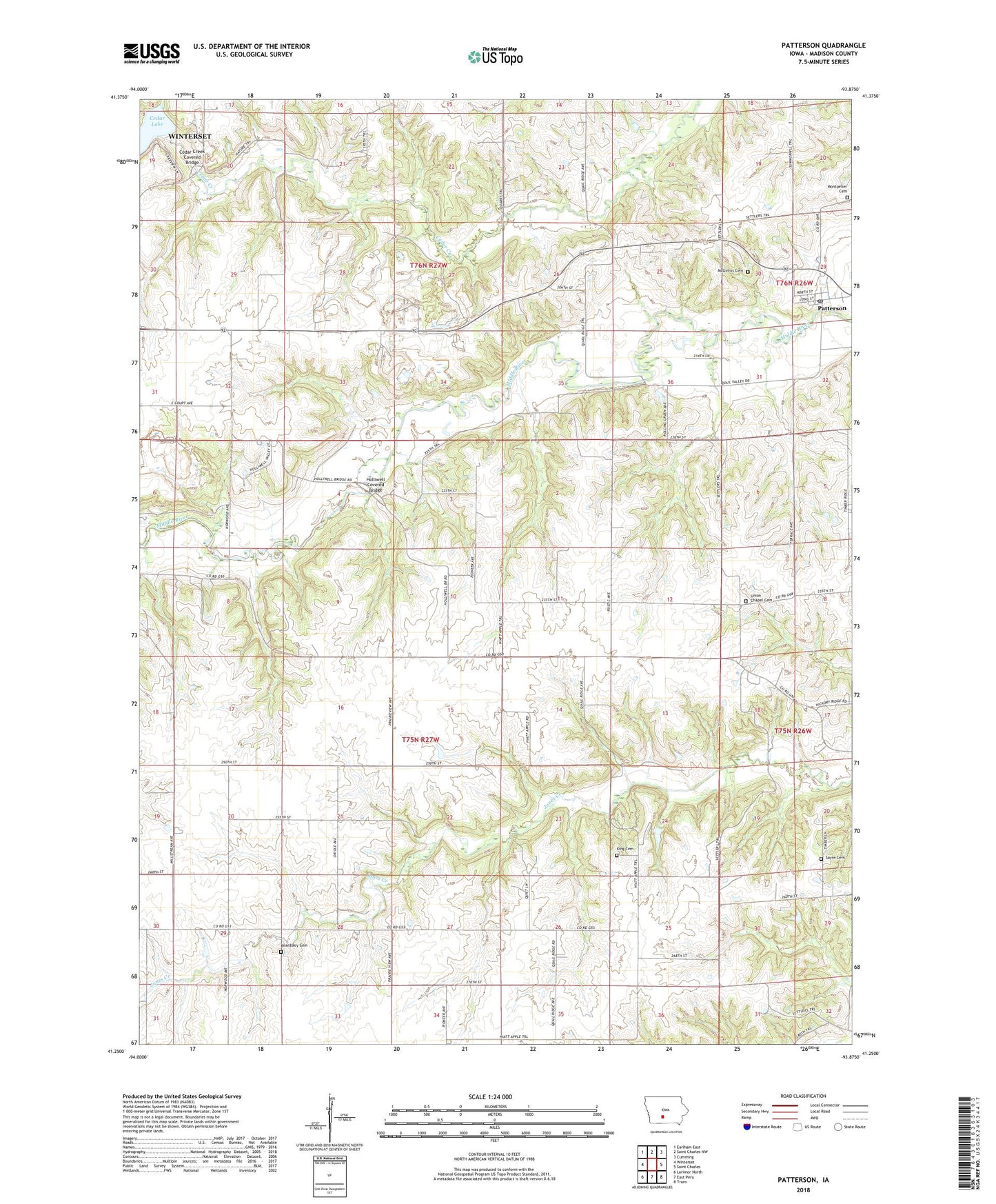 Patterson Iowa US Topo Map Image