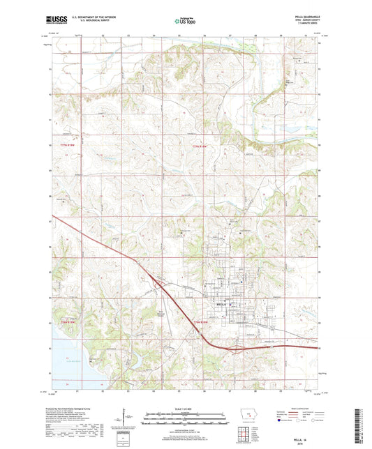 Pella Iowa US Topo Map Image