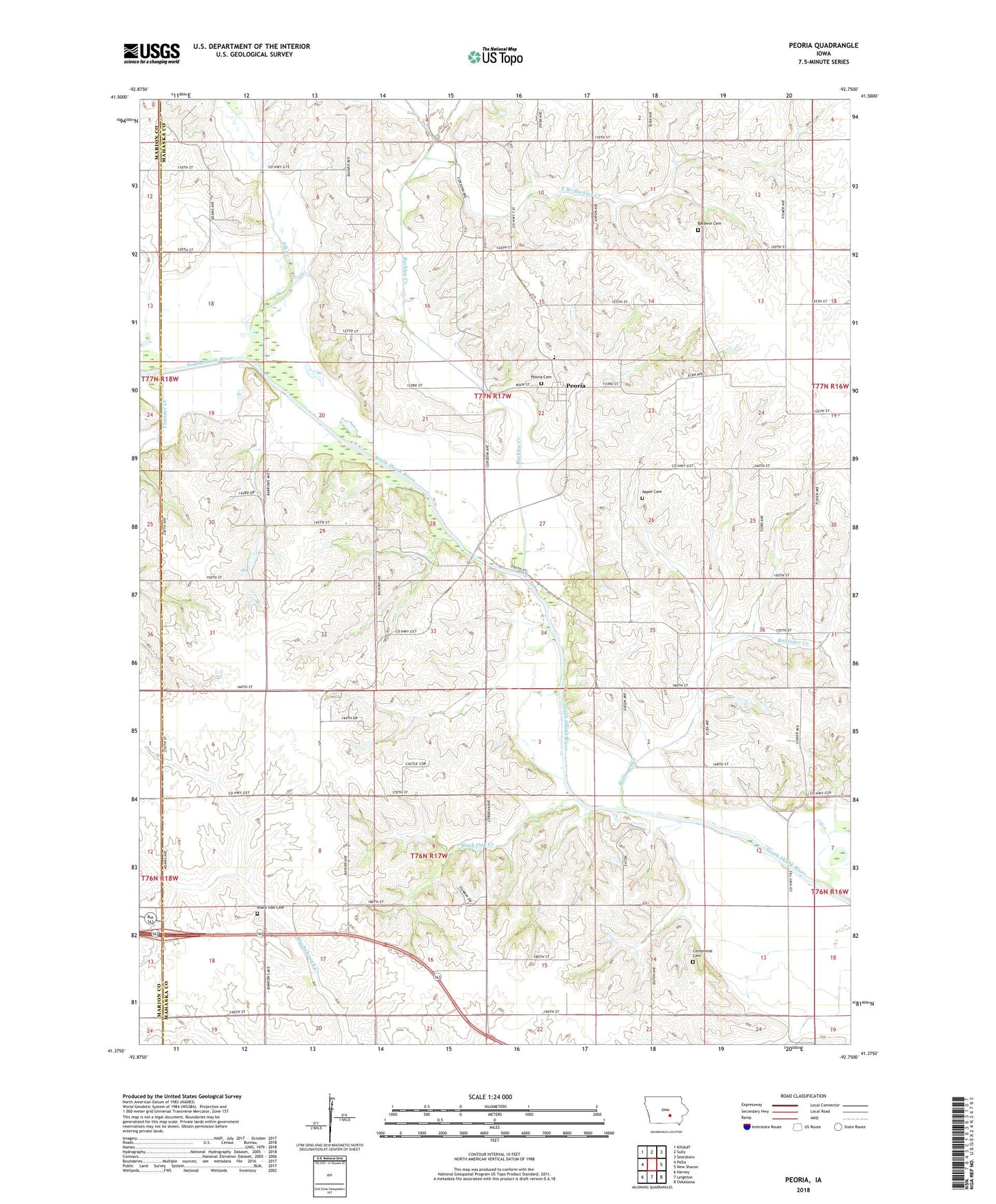 Peoria Iowa US Topo Map Image