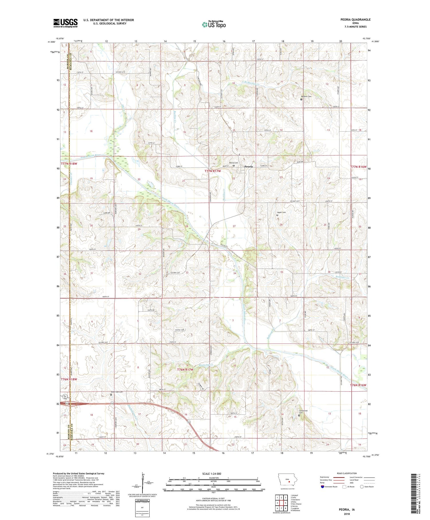 Peoria Iowa US Topo Map Image