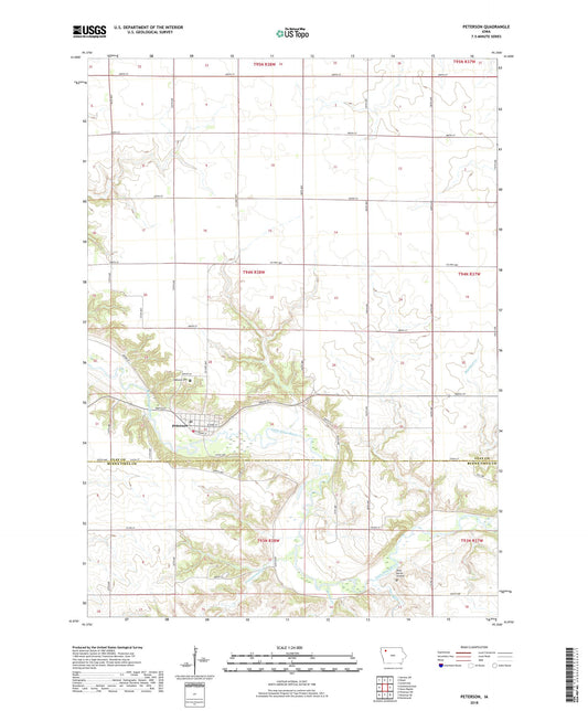 Peterson Iowa US Topo Map Image