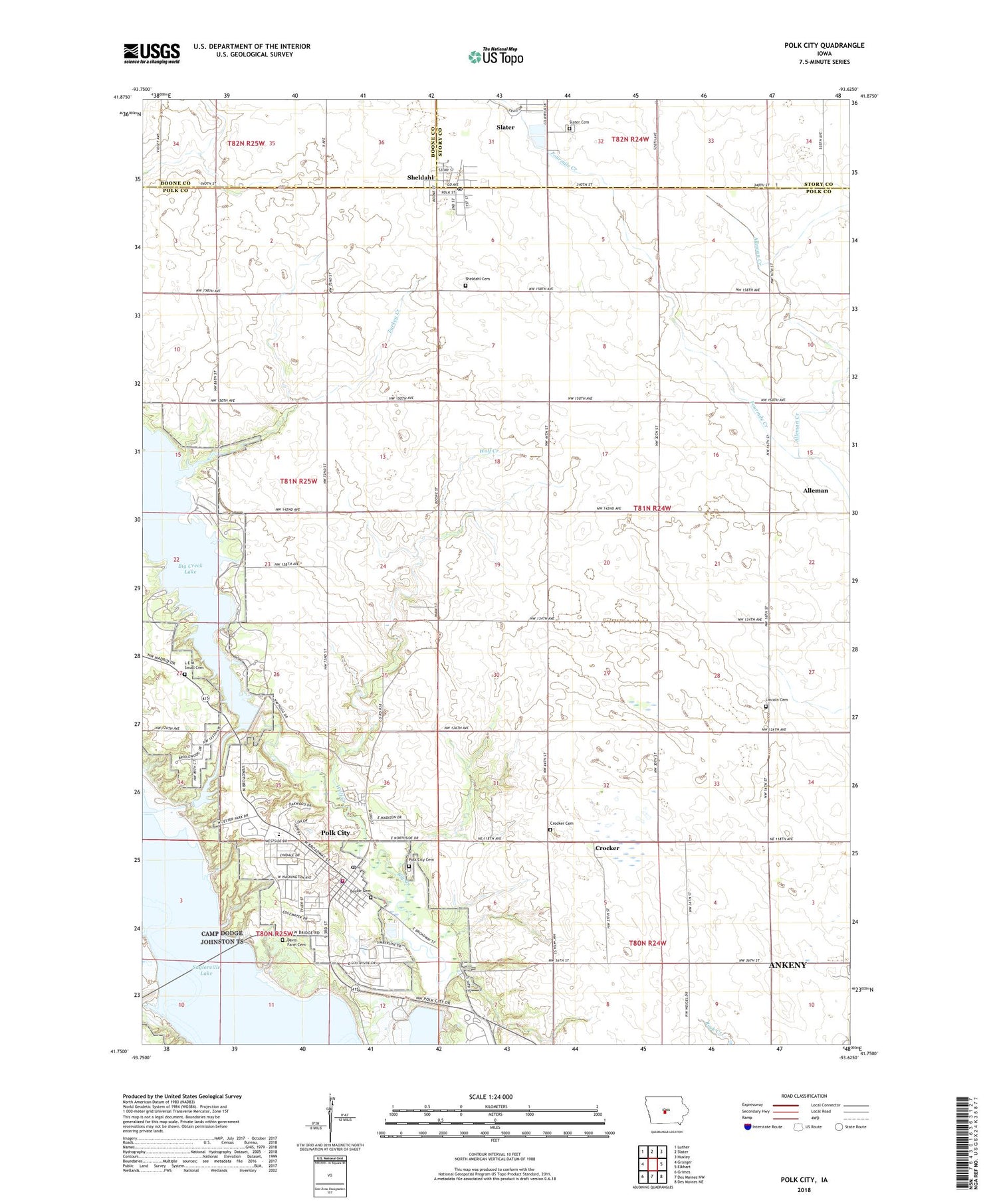 Polk City Iowa US Topo Map Image