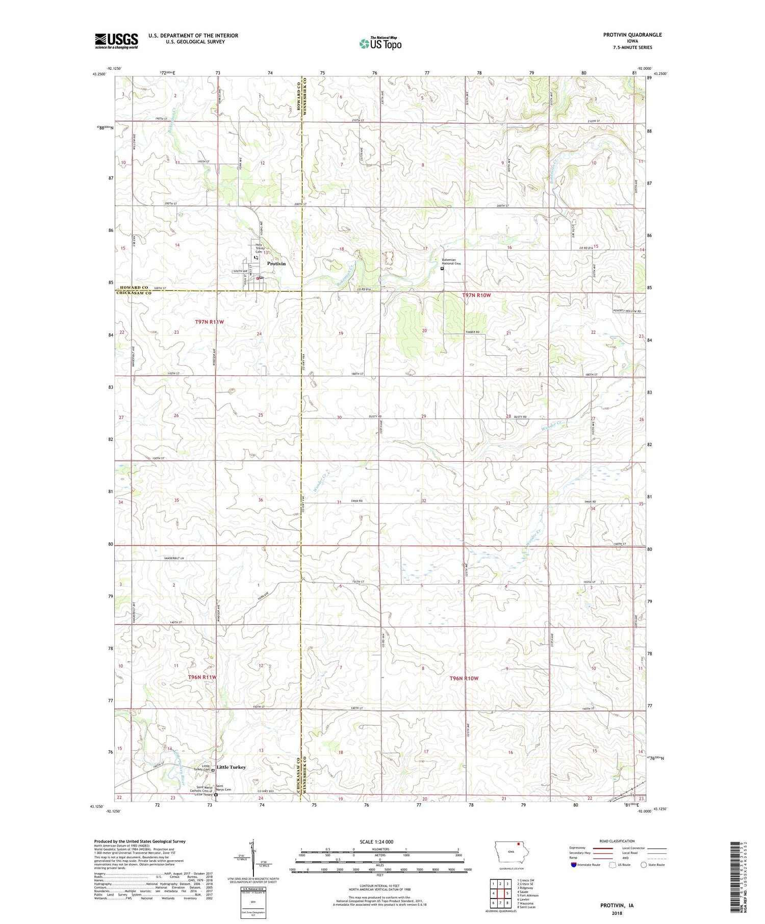 Protivin Iowa US Topo Map Image