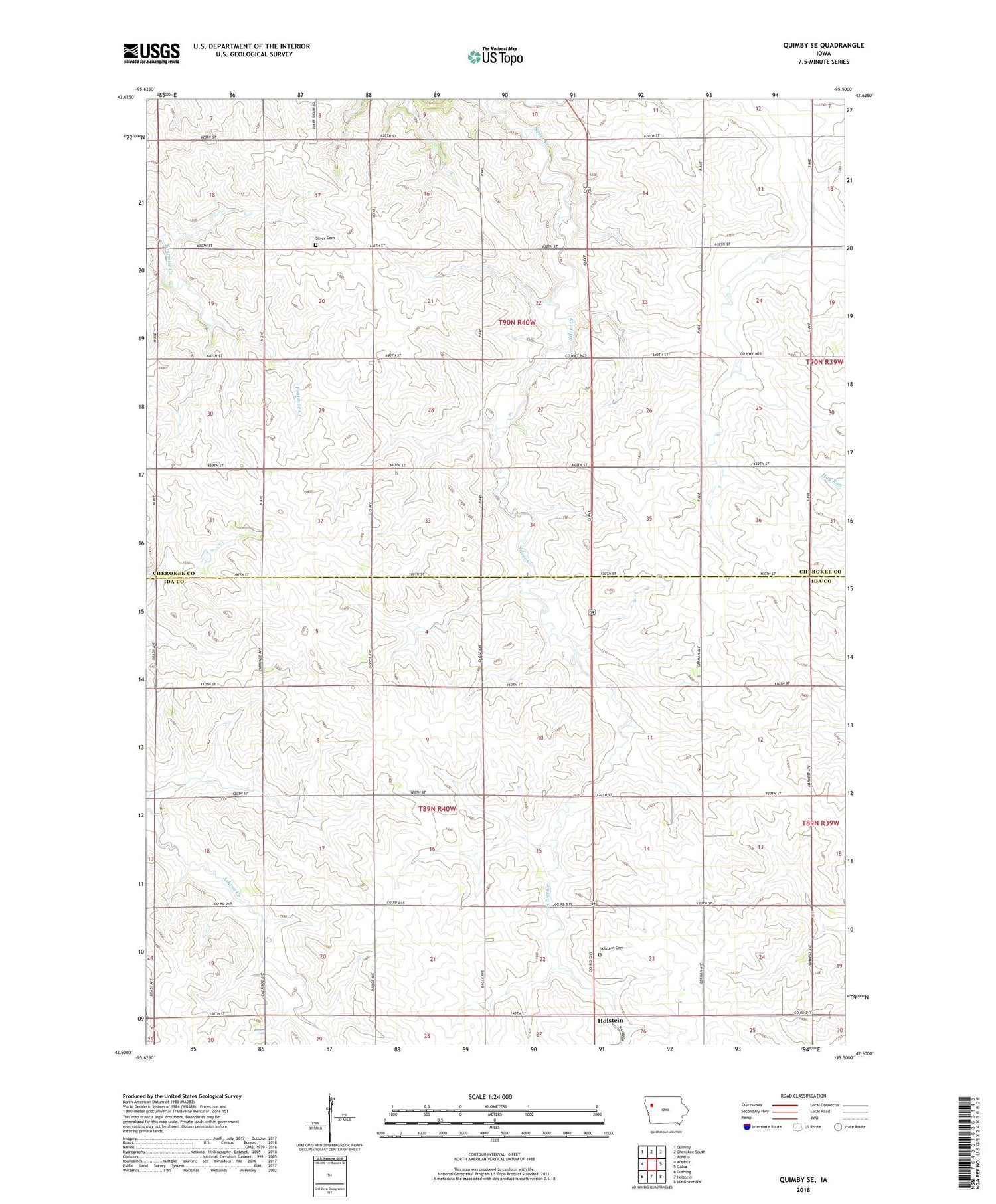 Quimby SE Iowa US Topo Map Image