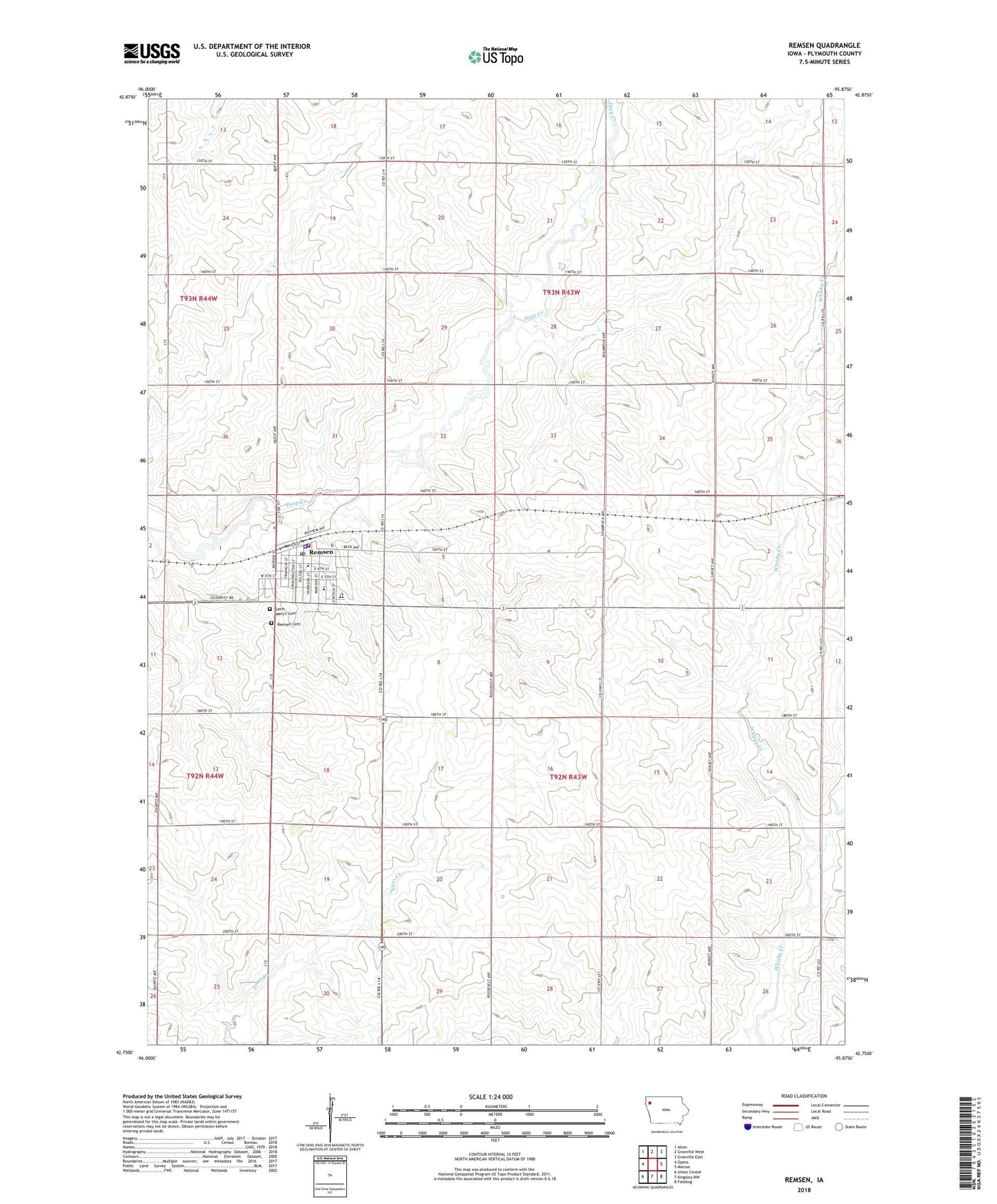 Remsen Iowa US Topo Map Image