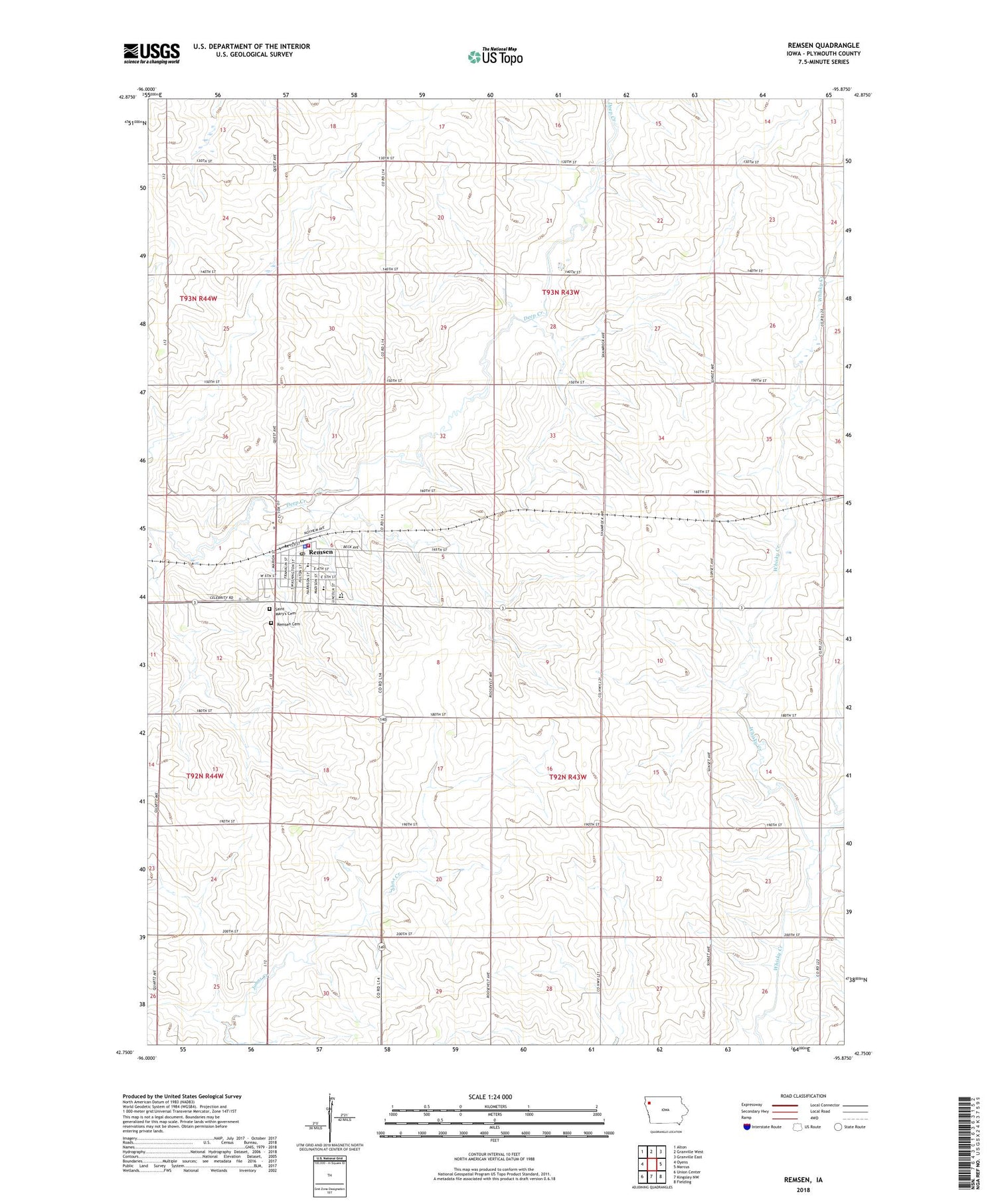 Remsen Iowa US Topo Map Image