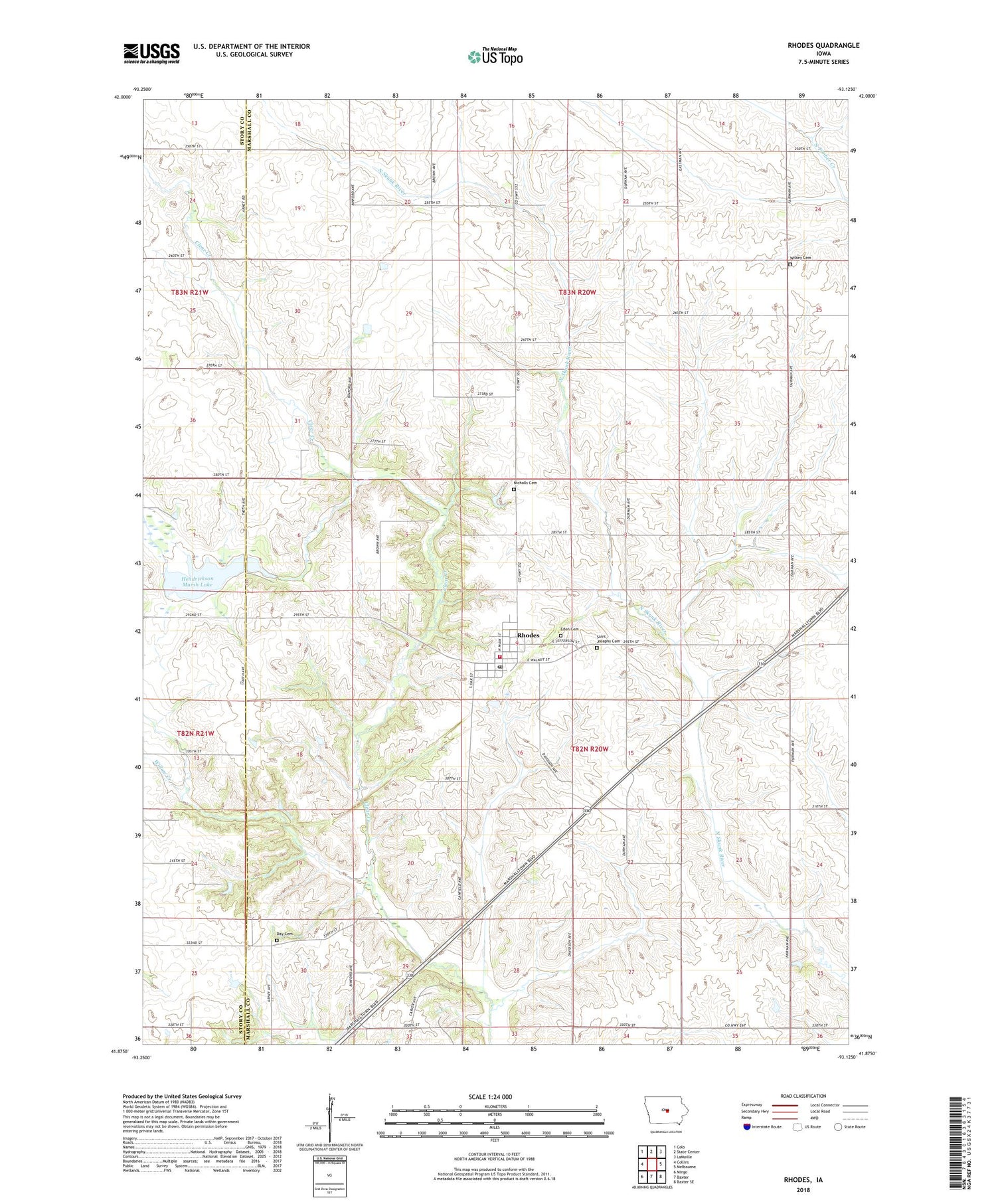Rhodes Iowa US Topo Map Image