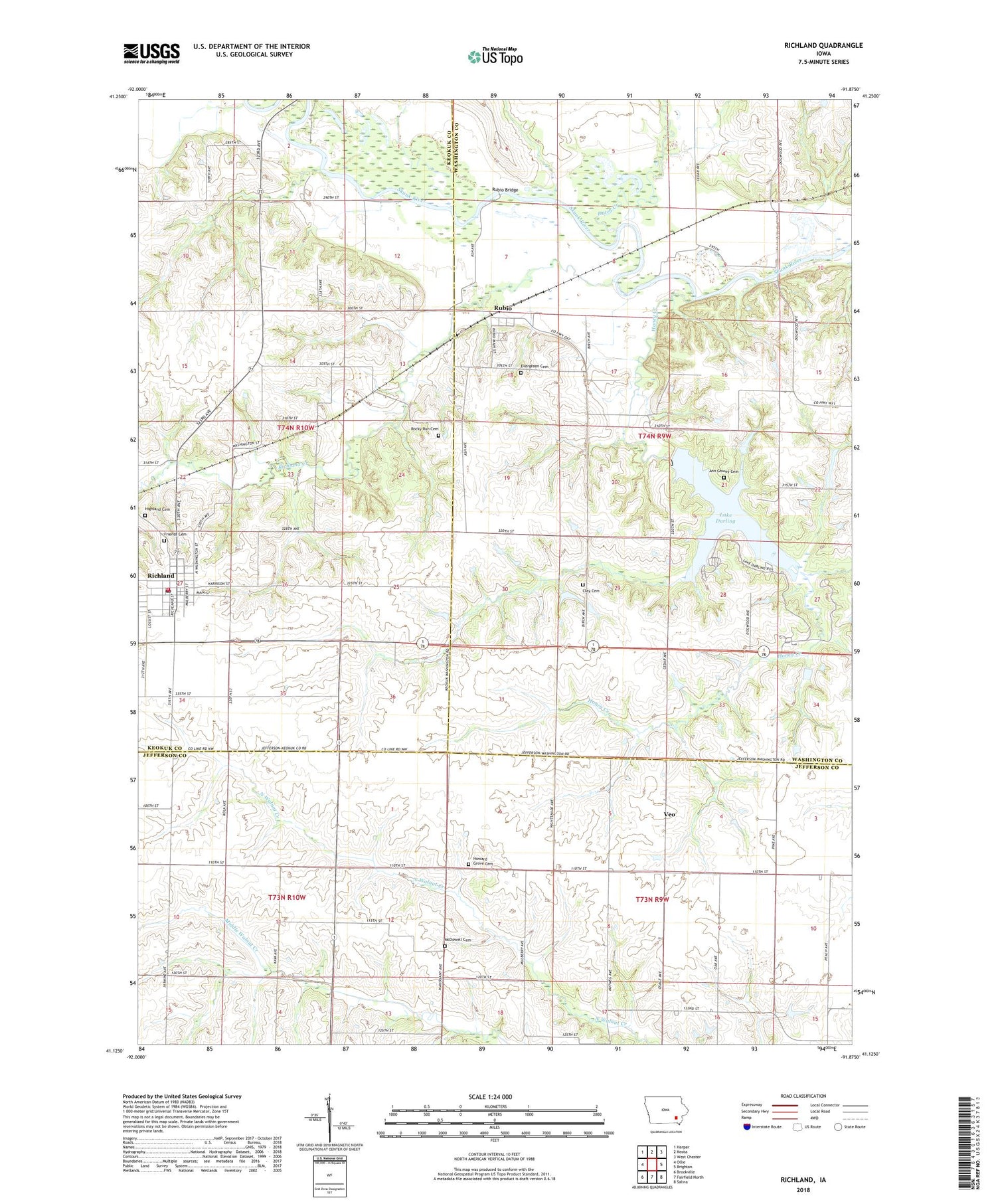 Richland Iowa US Topo Map Image