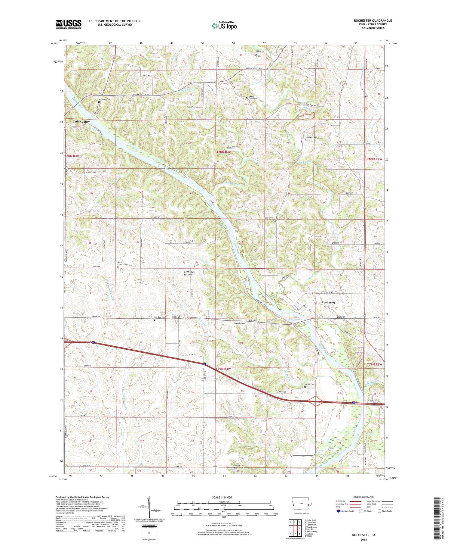 Rochester Iowa US Topo Map Image