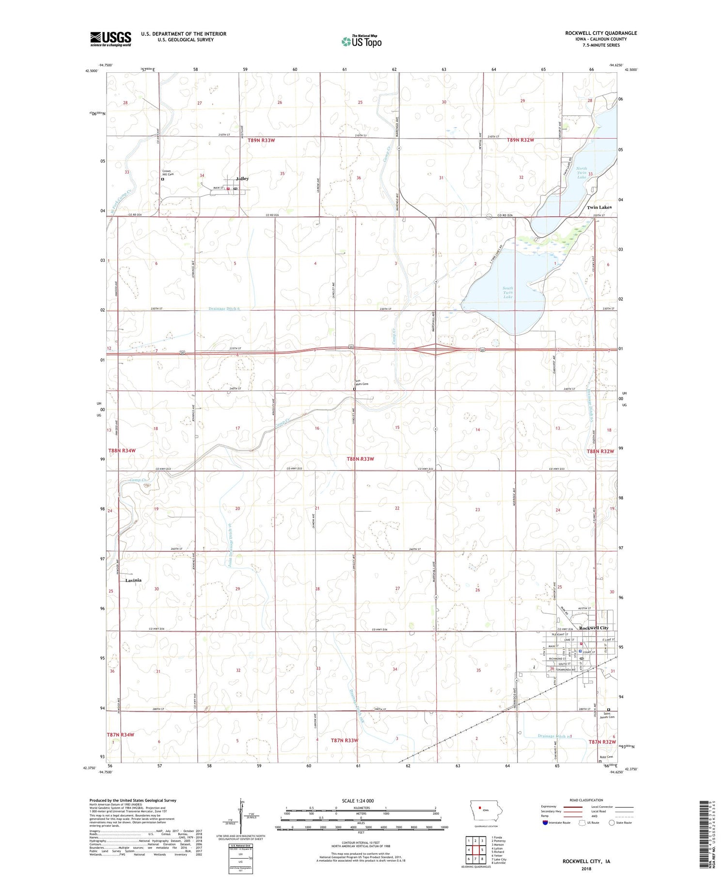 Rockwell City Iowa US Topo Map Image