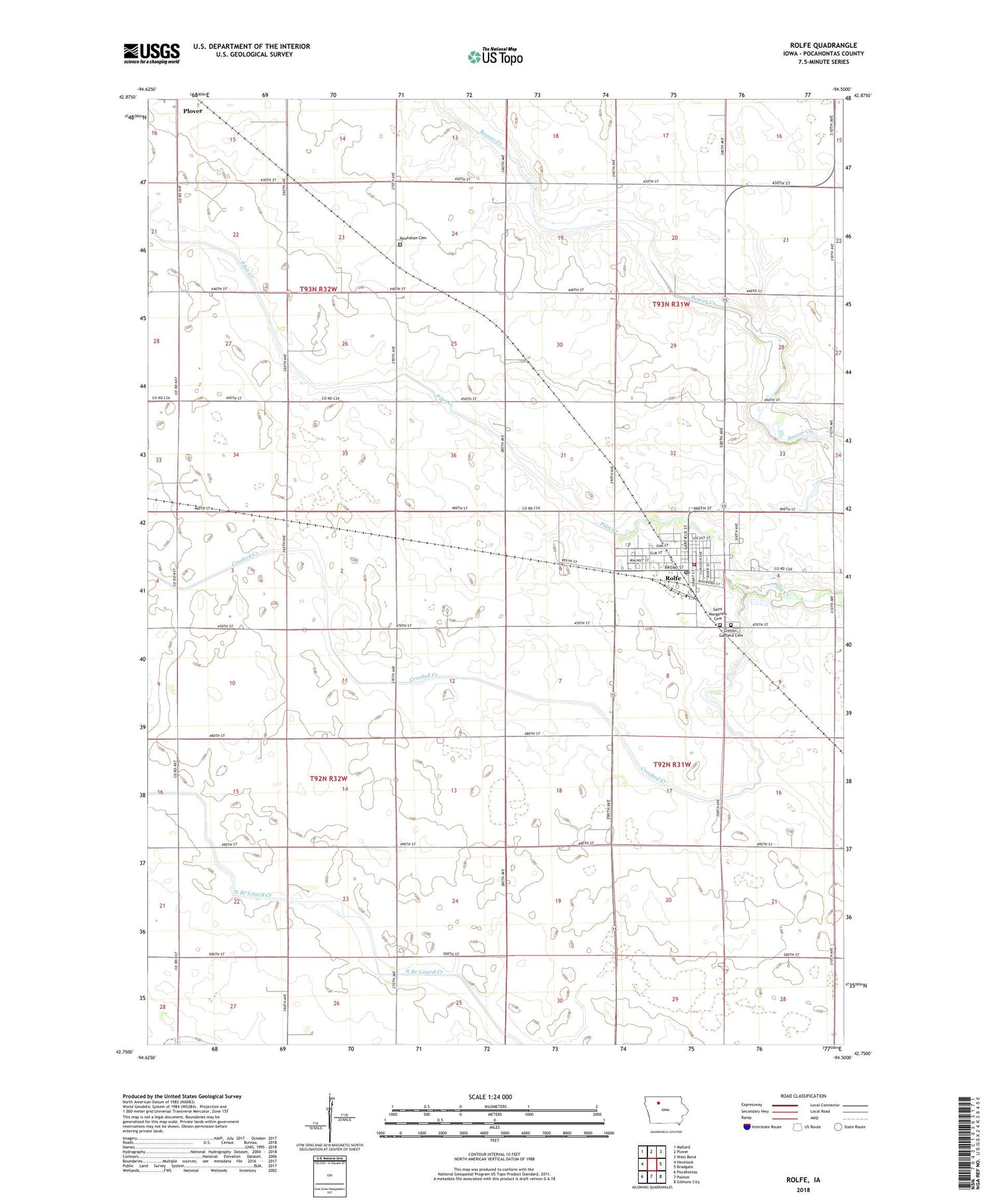 Rolfe Iowa US Topo Map Image