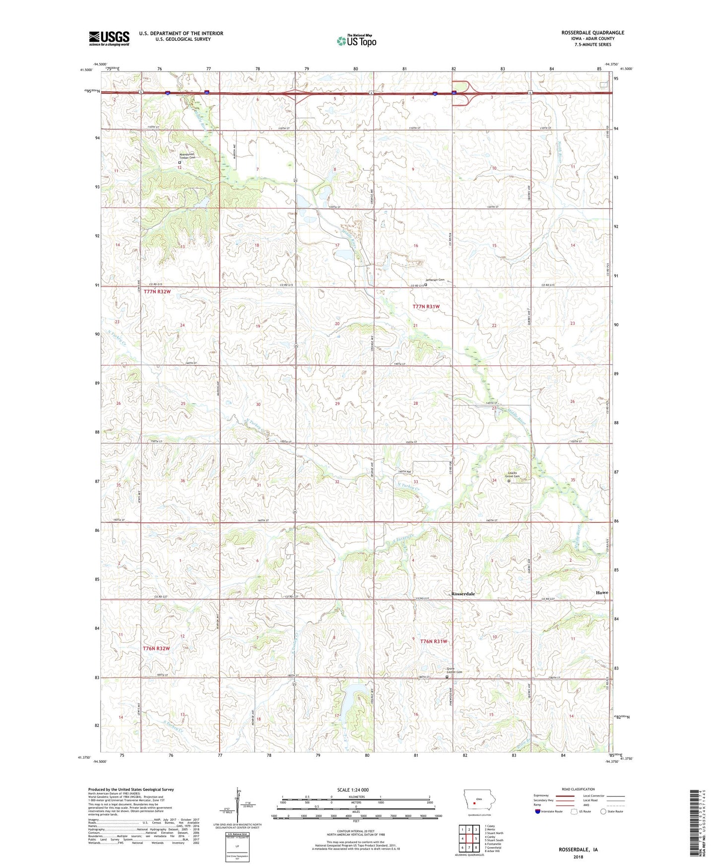 Rosserdale Iowa US Topo Map Image