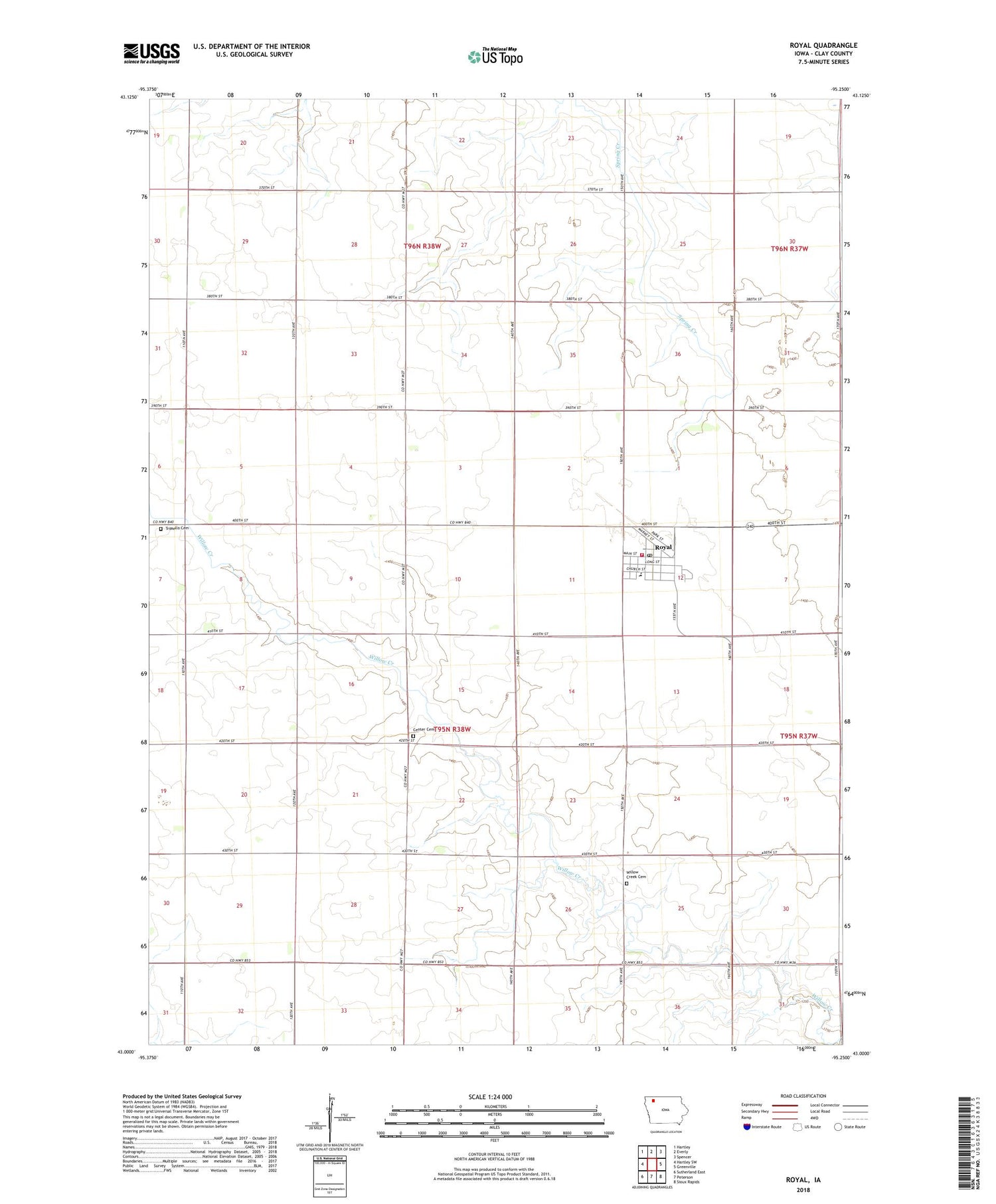 Royal Iowa US Topo Map Image