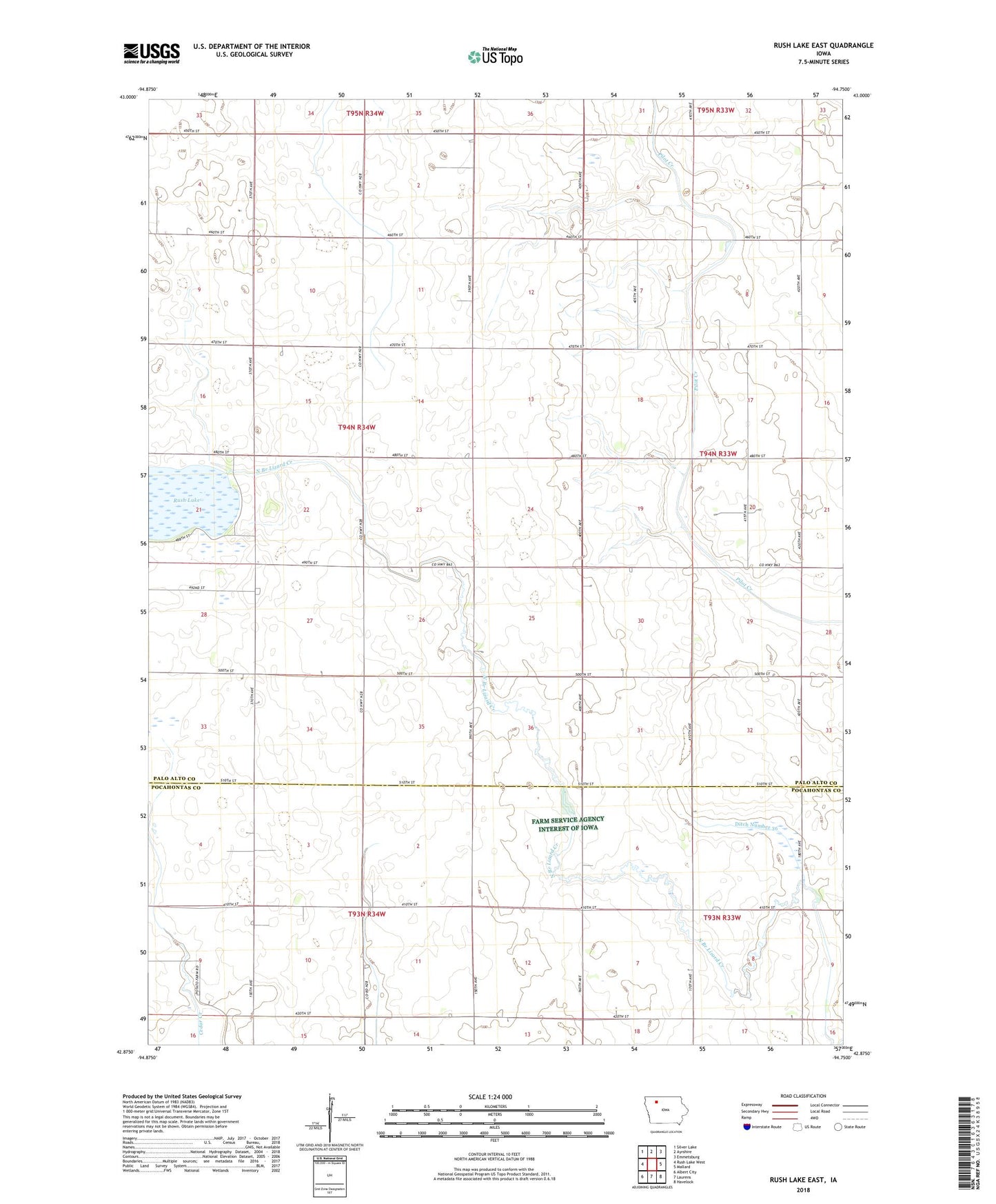 Rush Lake East Iowa US Topo Map Image