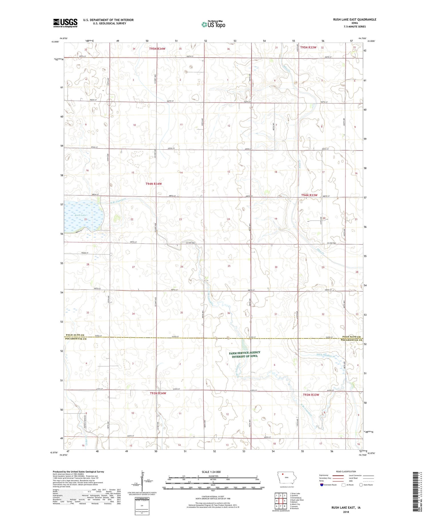 Rush Lake East Iowa US Topo Map Image