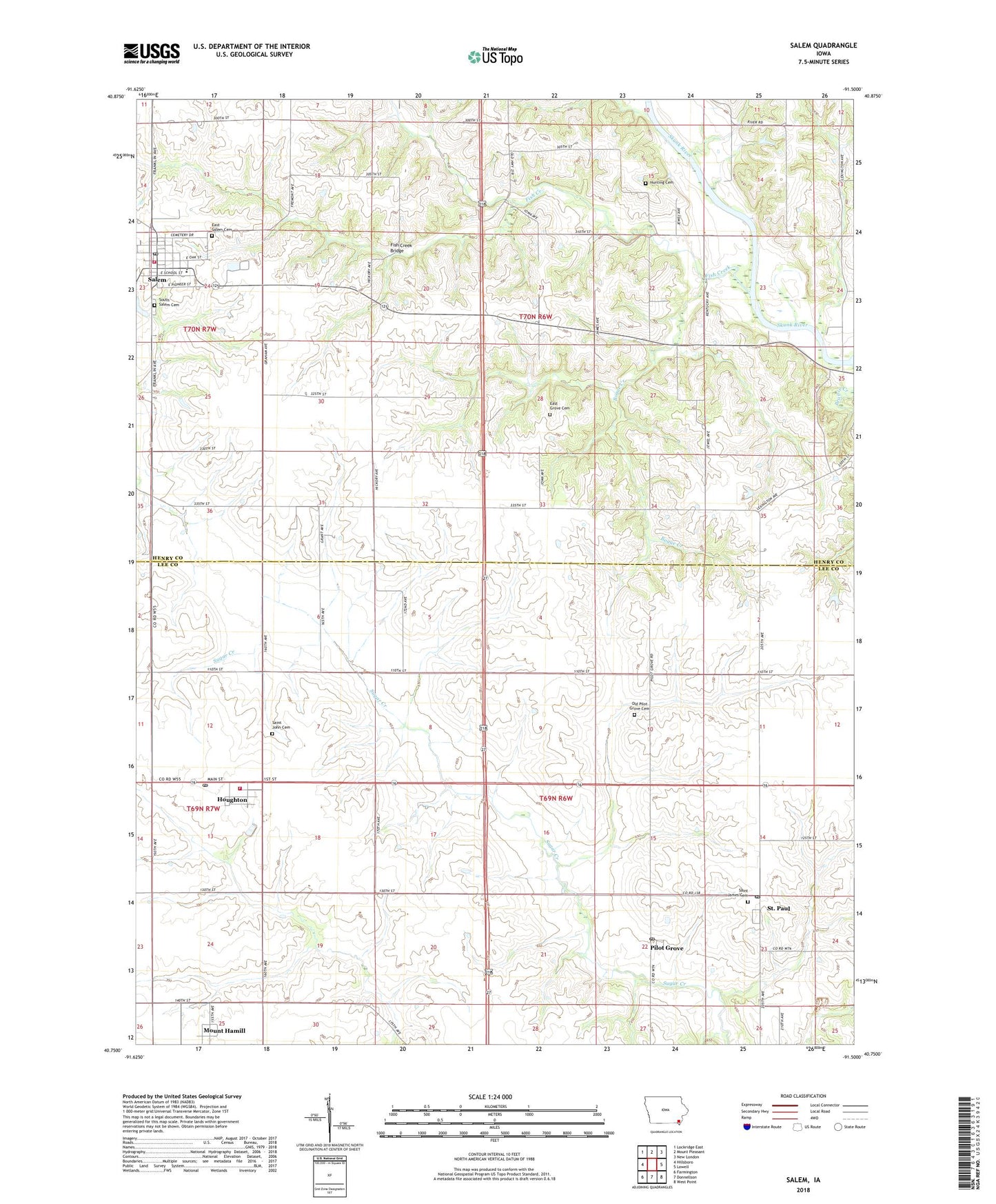 Salem Iowa US Topo Map Image
