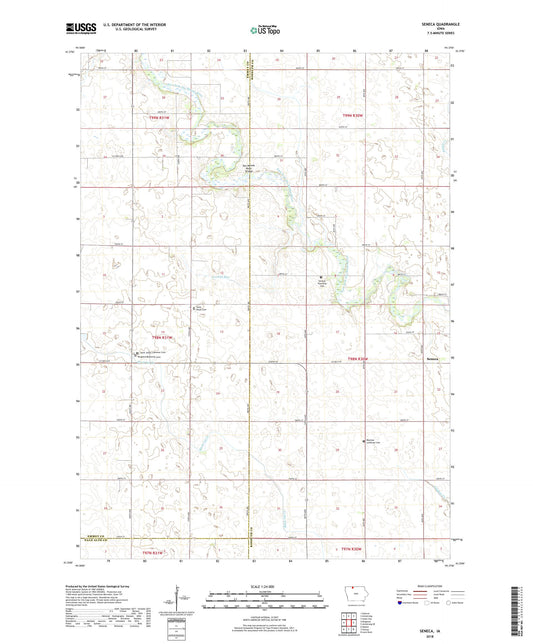 Seneca Iowa US Topo Map Image