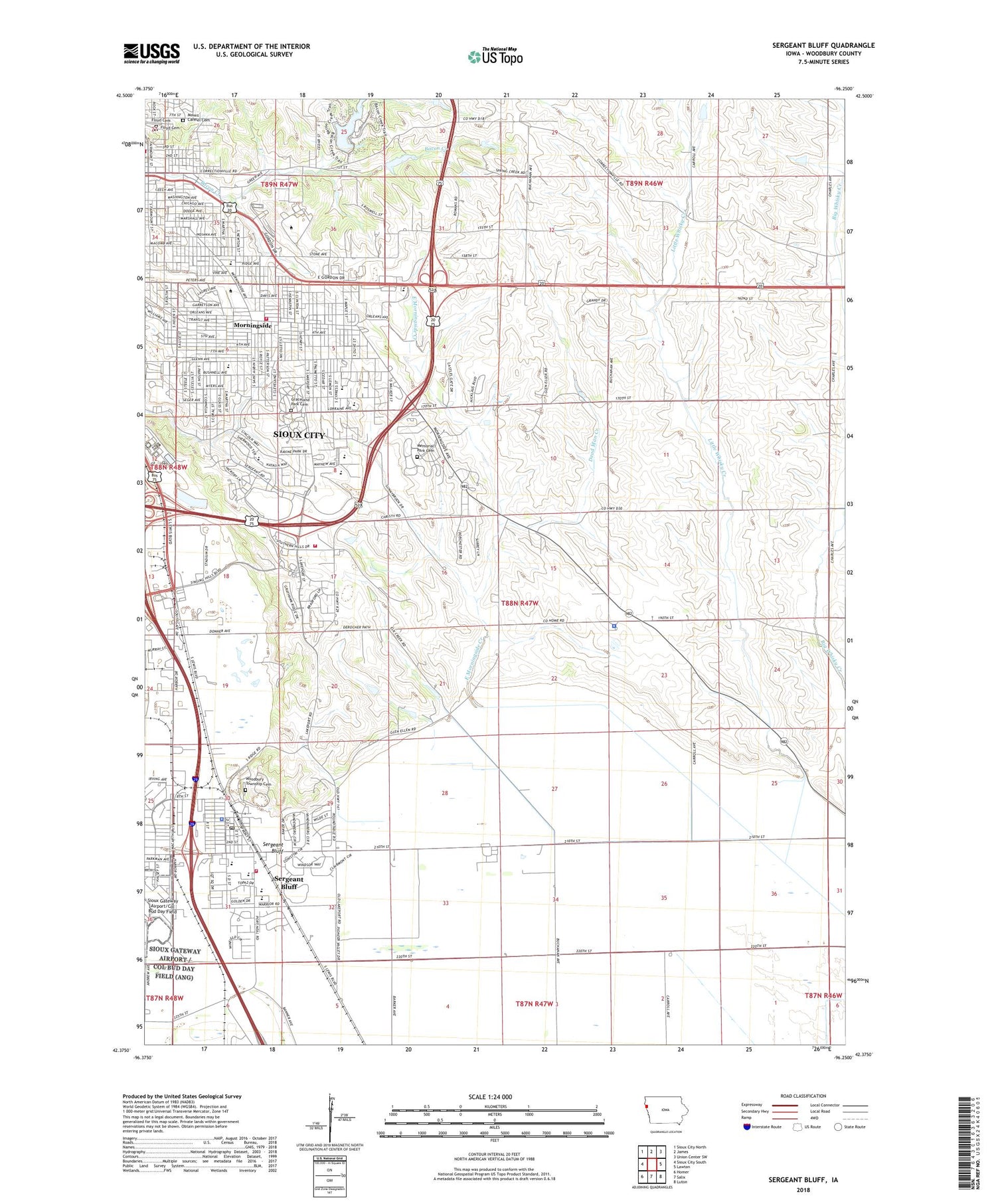 Sergeant Bluff Iowa US Topo Map Image