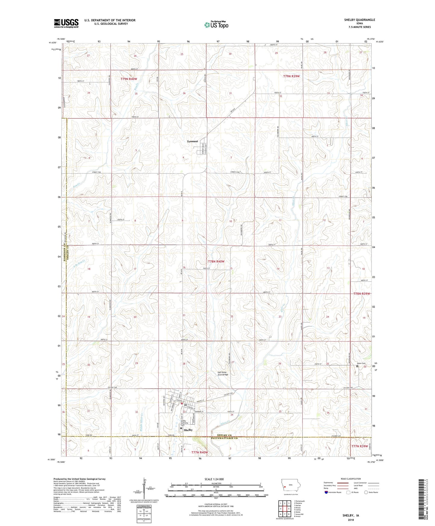 Shelby Iowa US Topo Map Image