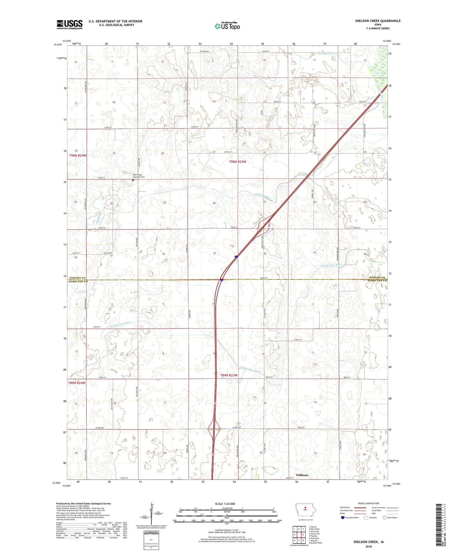 Sheldon Creek Iowa US Topo Map Image
