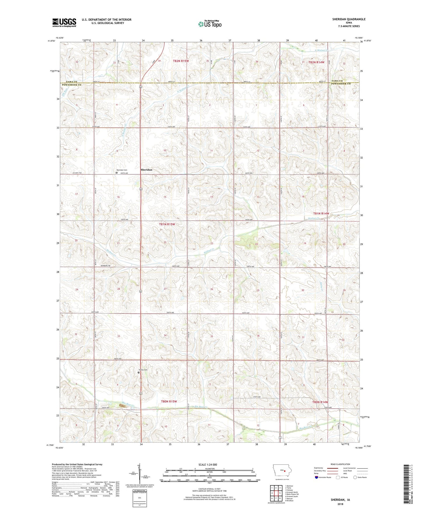 Sheridan Iowa US Topo Map Image