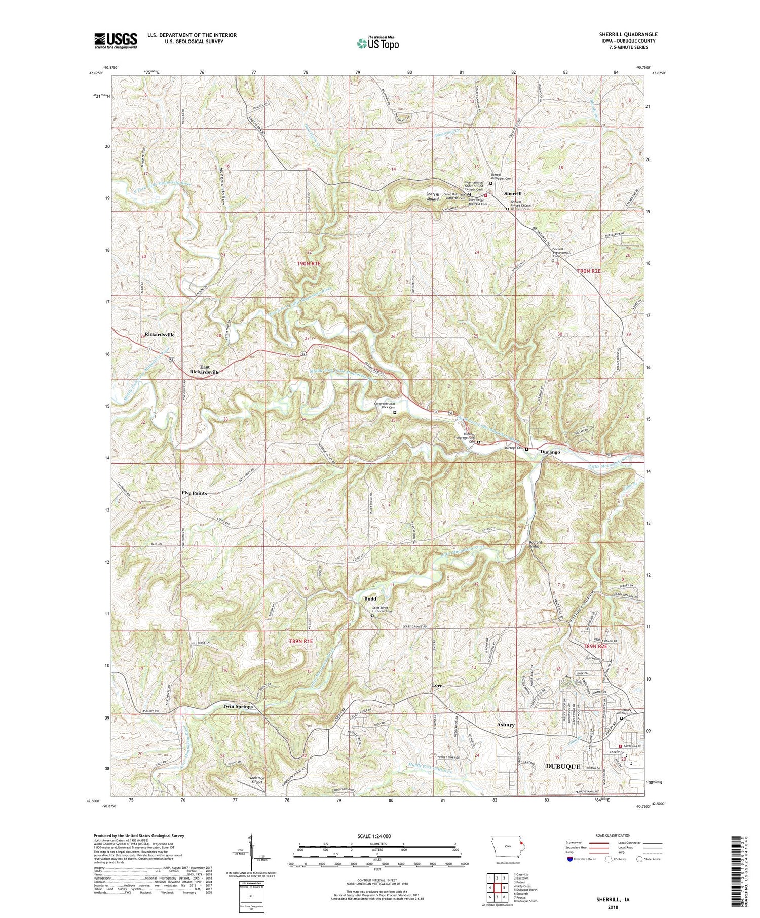 Sherrill Iowa US Topo Map Image