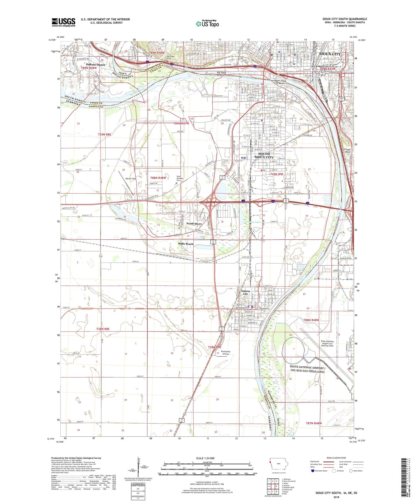 Sioux City South Iowa US Topo Map Image