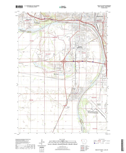 Sioux City South Iowa US Topo Map Image