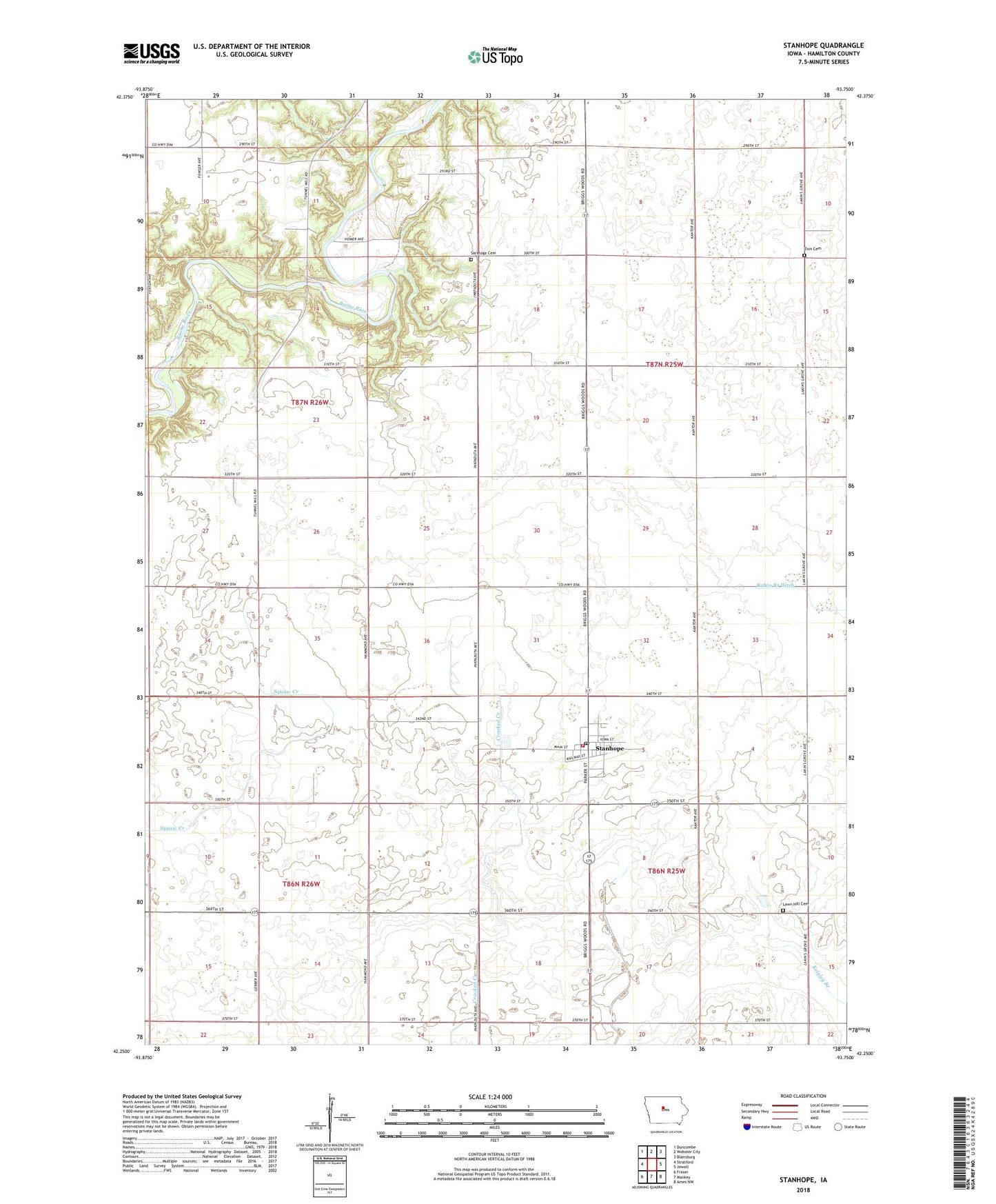 Stanhope Iowa US Topo Map Image