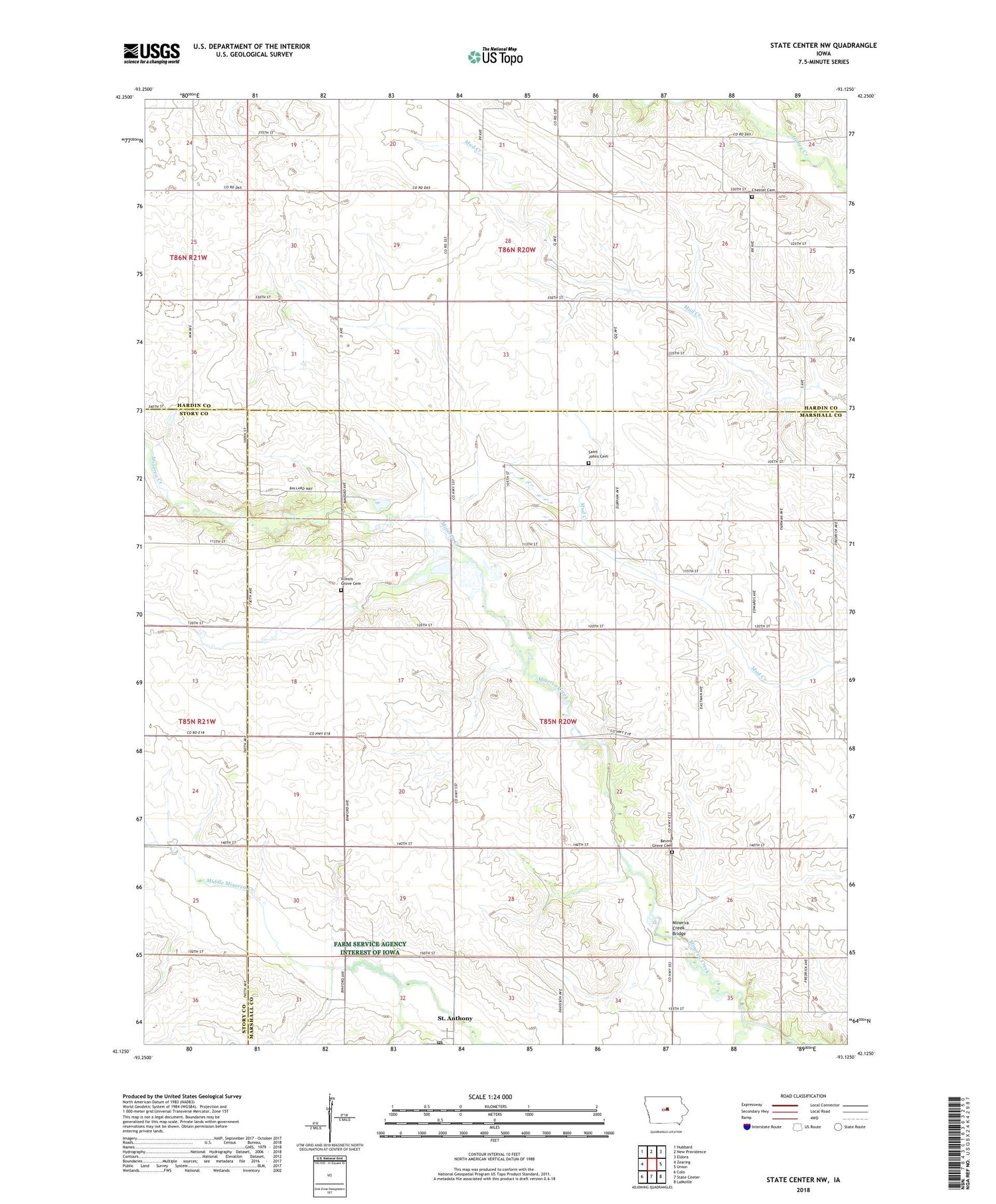 State Center NW Iowa US Topo Map Image