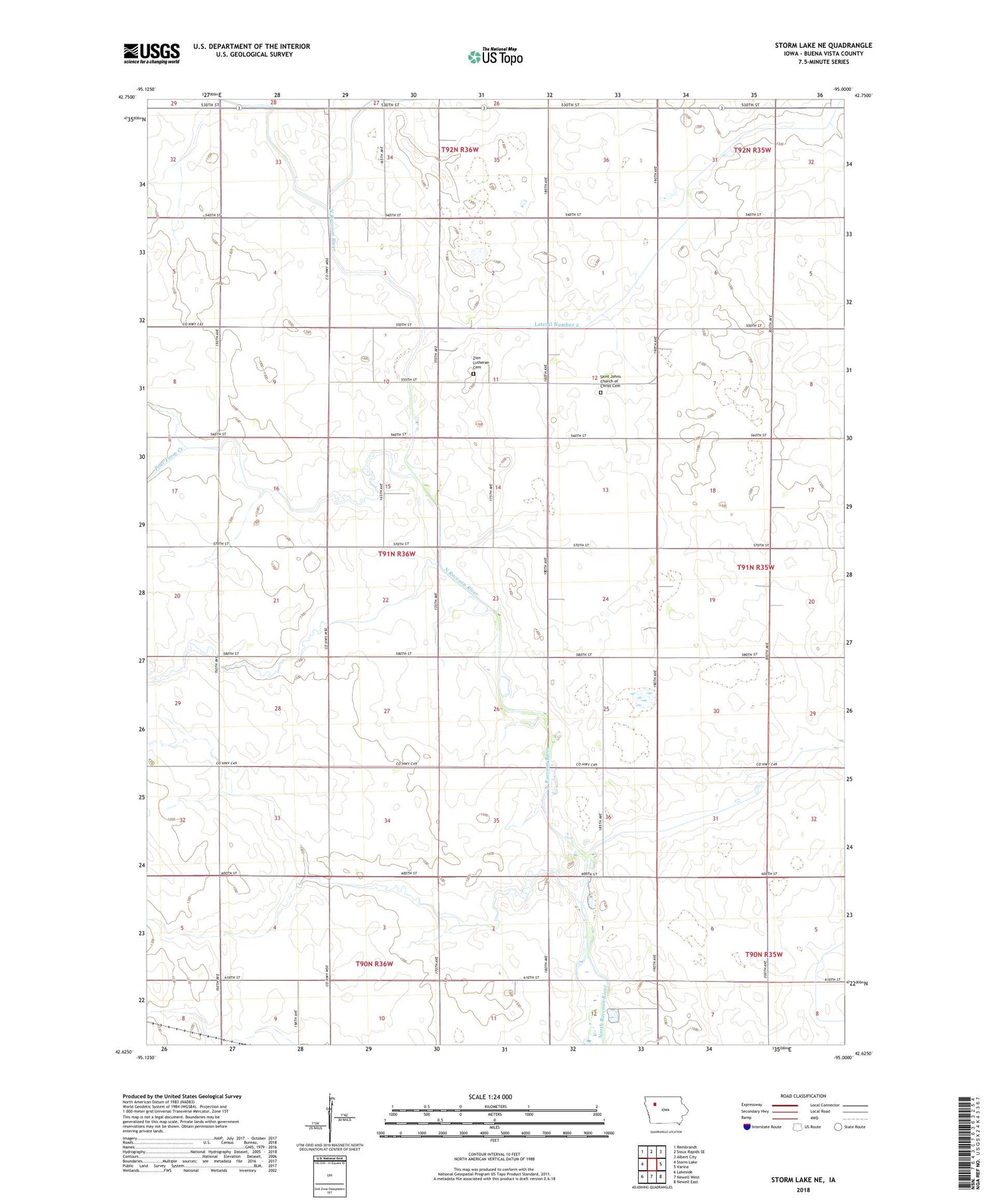 Storm Lake NE Iowa US Topo Map Image