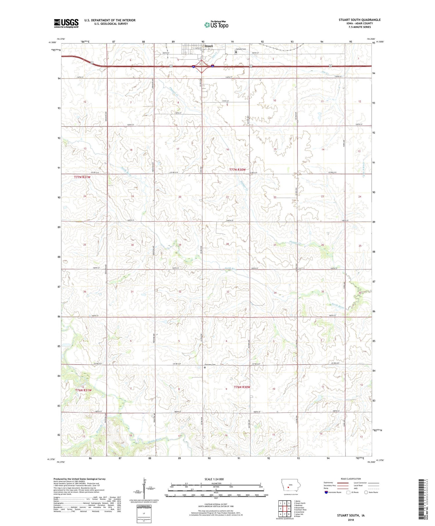 Stuart South Iowa US Topo Map Image