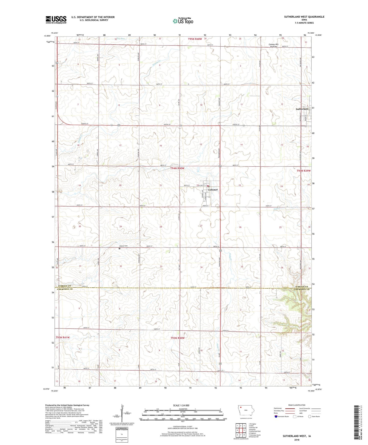 Sutherland West Iowa US Topo Map Image