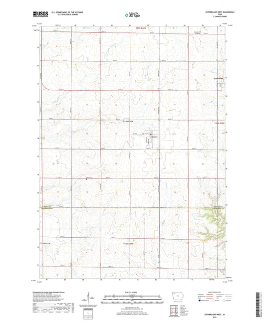 Sutherland West Iowa US Topo Map Image