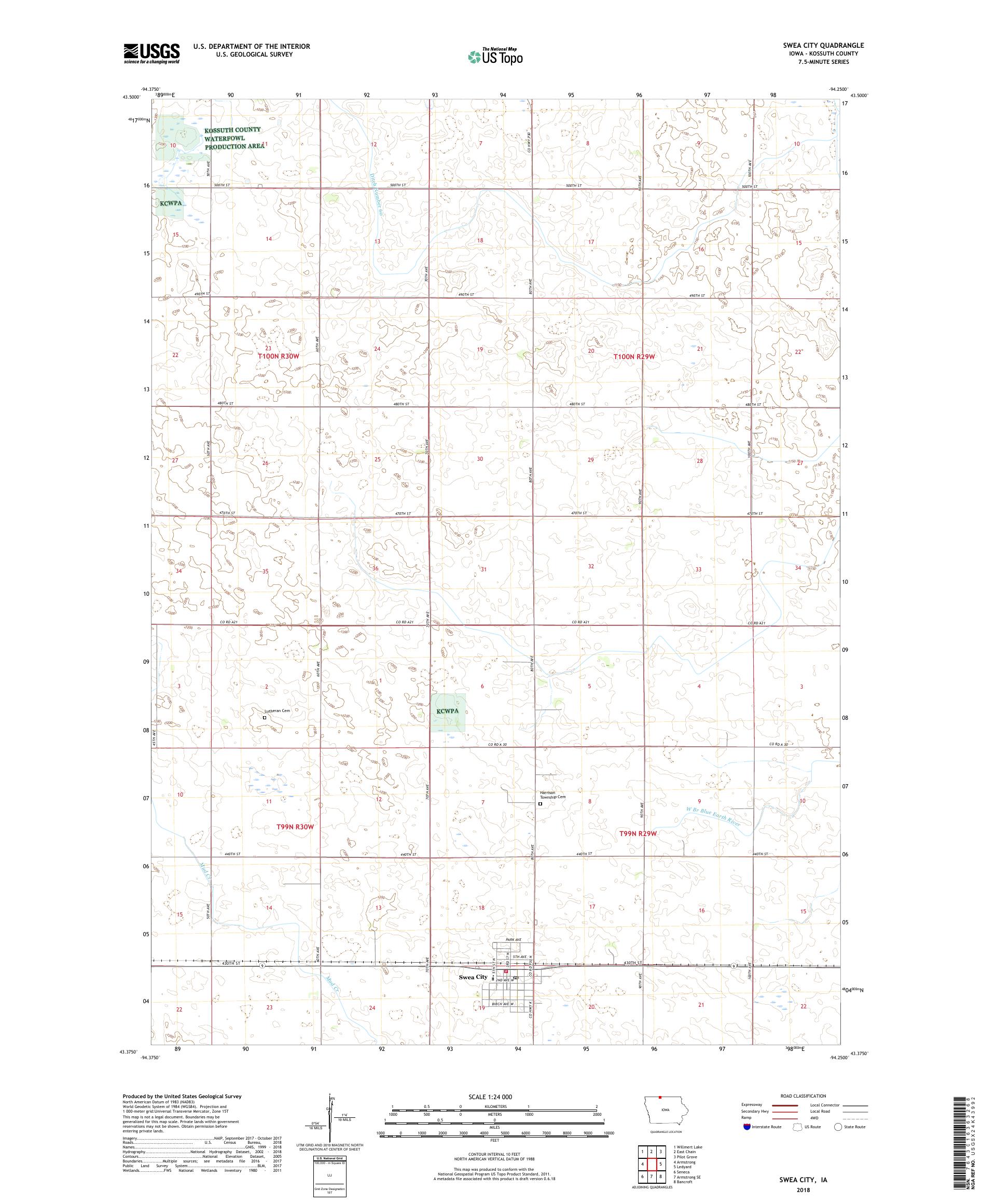 Swea City Iowa US Topo Map – MyTopo Map Store