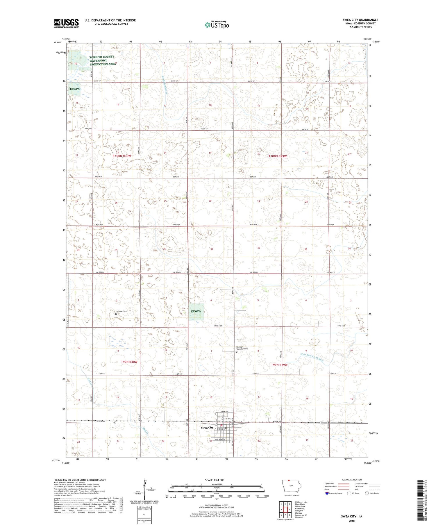 Swea City Iowa US Topo Map Image
