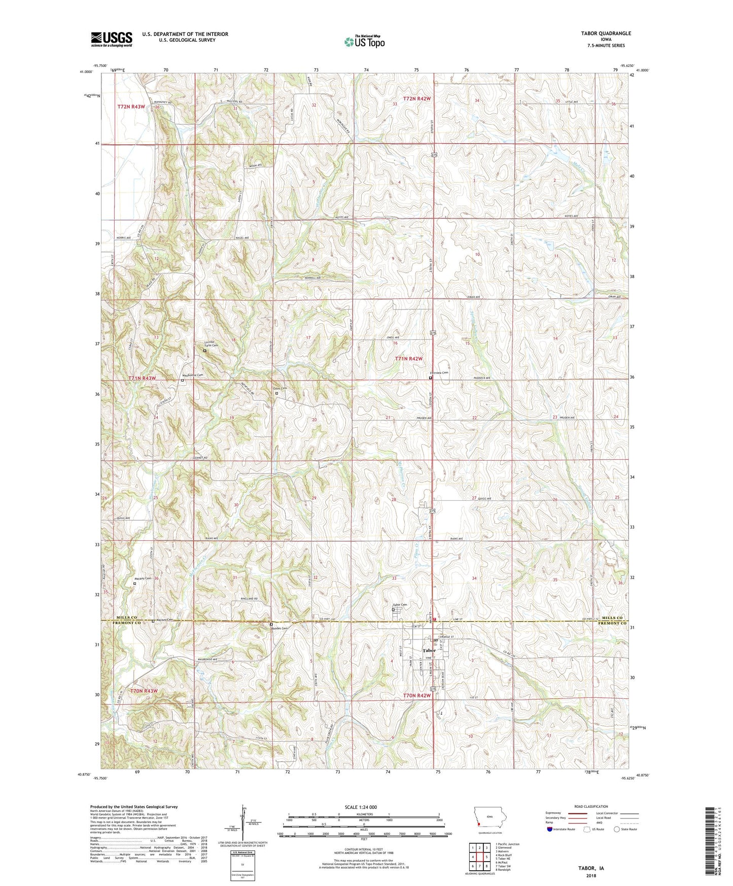 Tabor Iowa US Topo Map Image