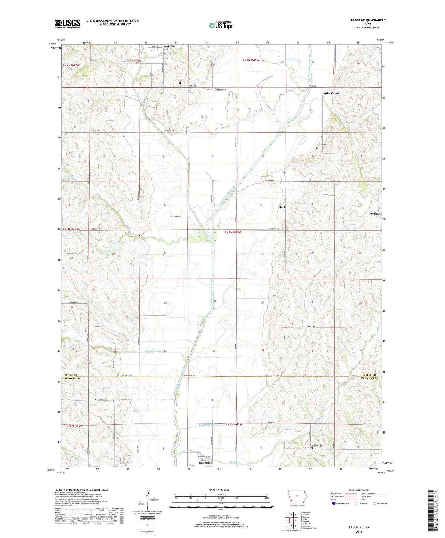 Tabor NE Iowa US Topo Map Image