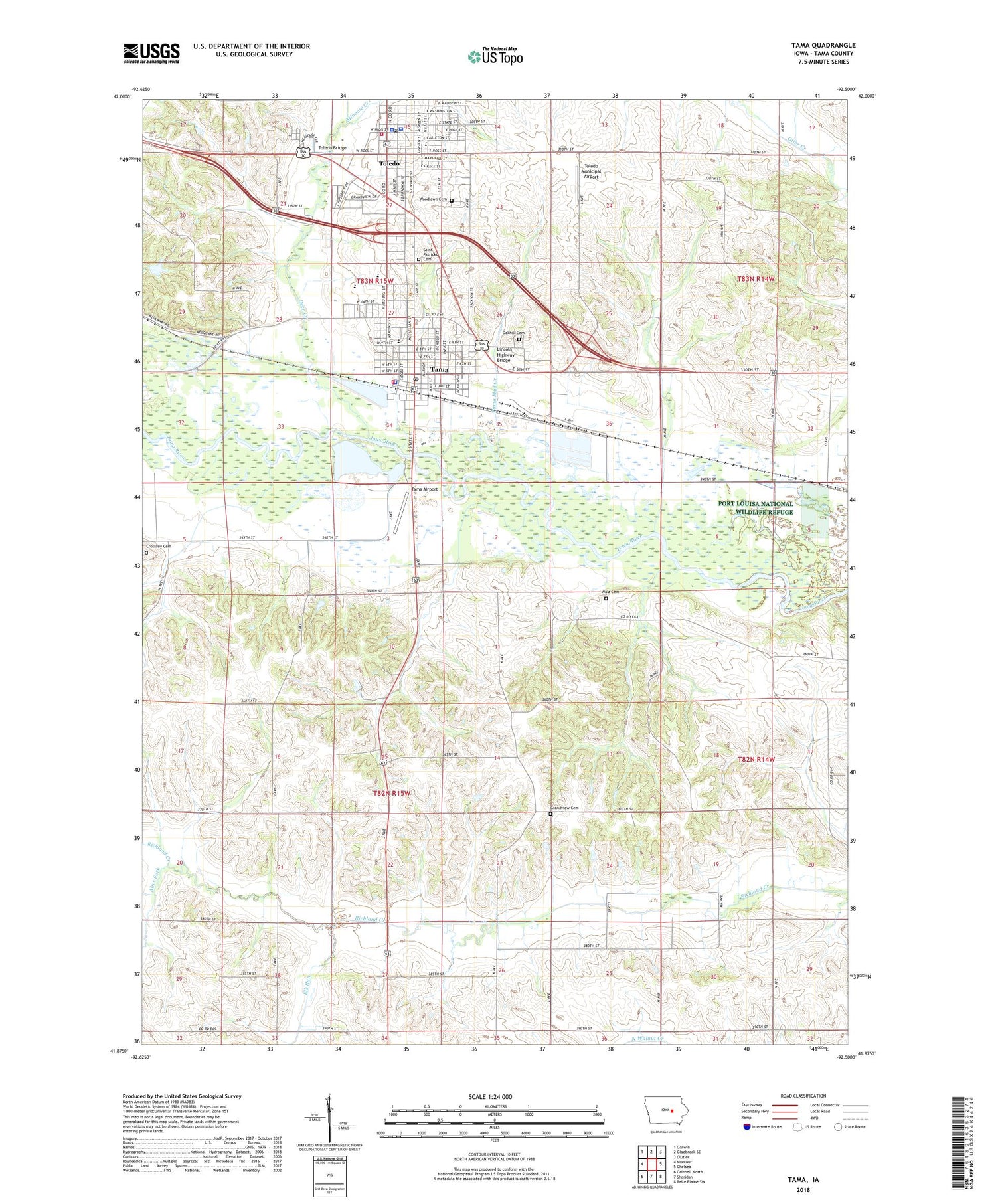 Tama Iowa US Topo Map Image