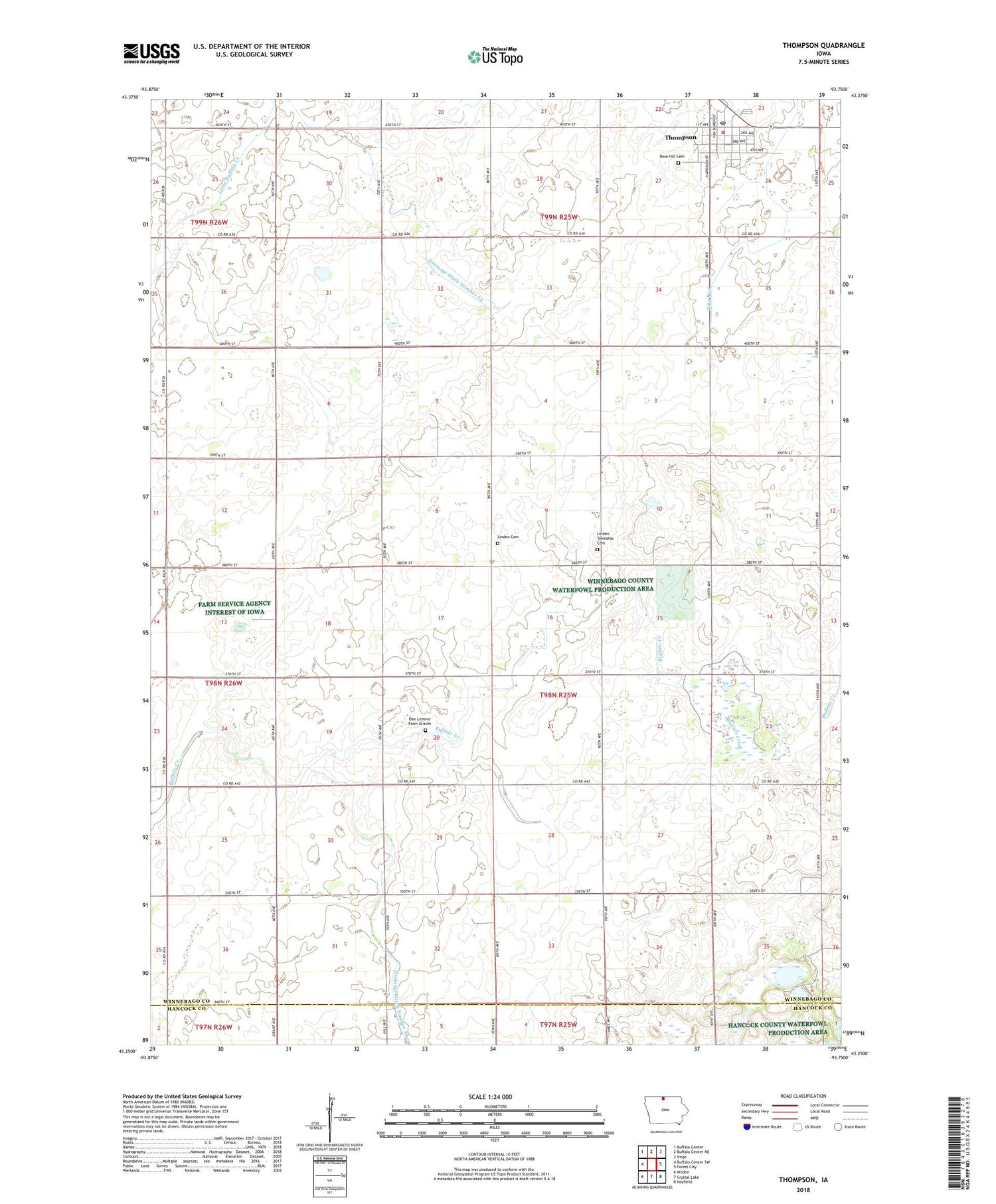 Thompson Iowa US Topo Map Image