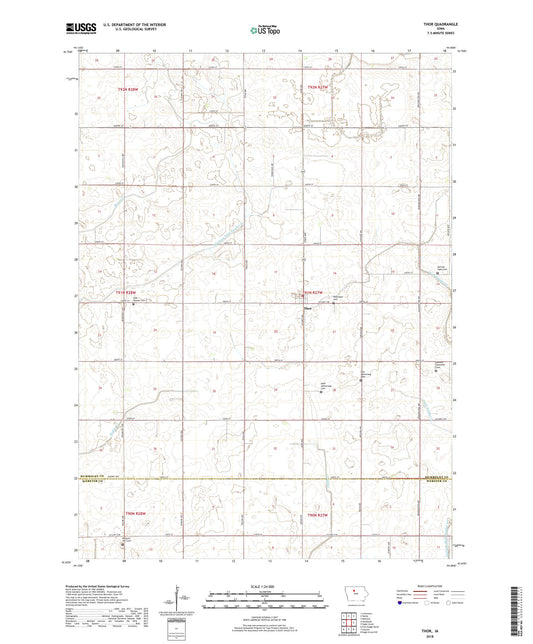 Thor Iowa US Topo Map Image