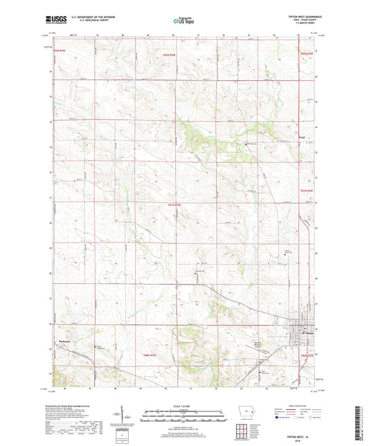 Tipton West Iowa US Topo Map Image