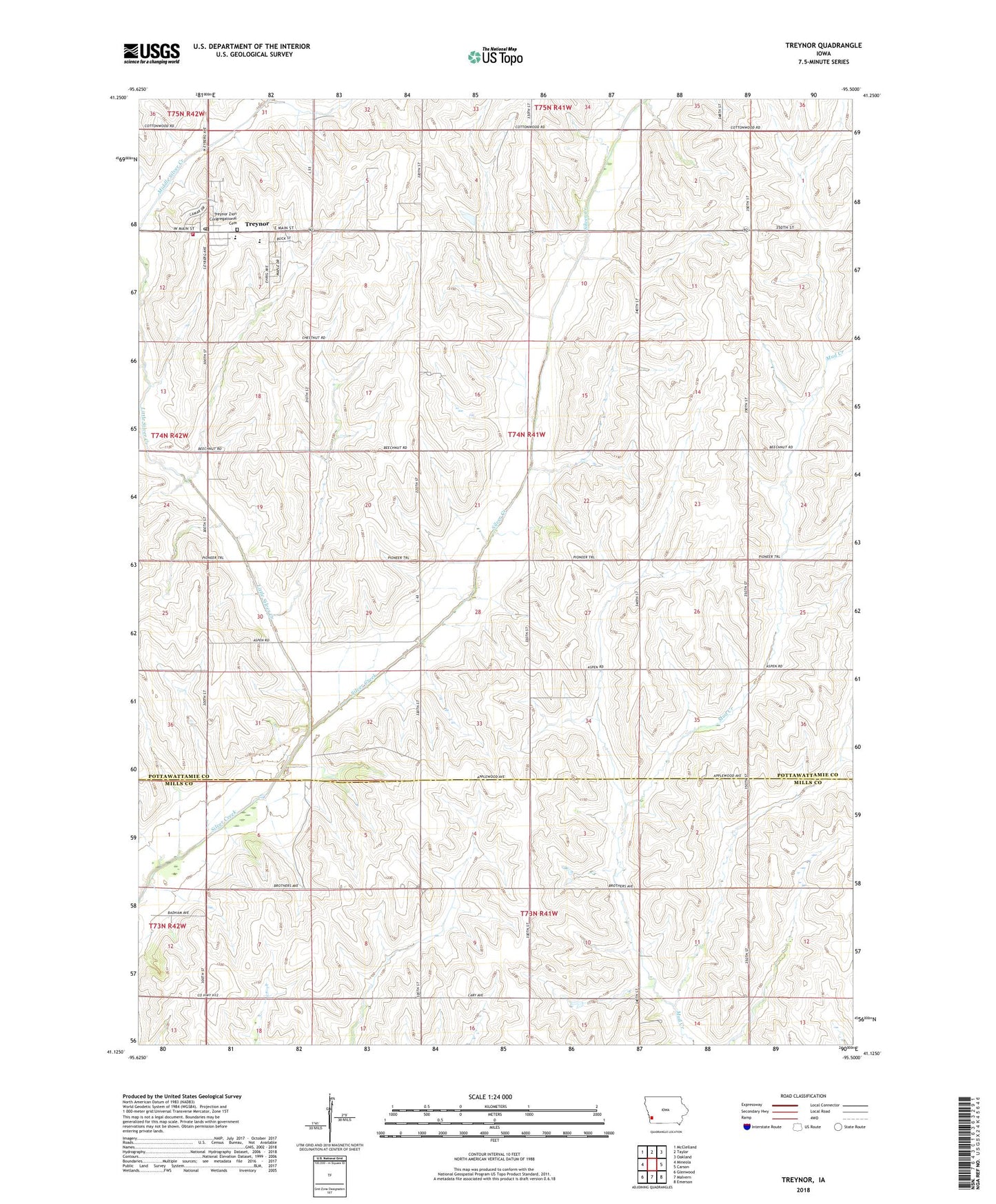 Treynor Iowa US Topo Map Image