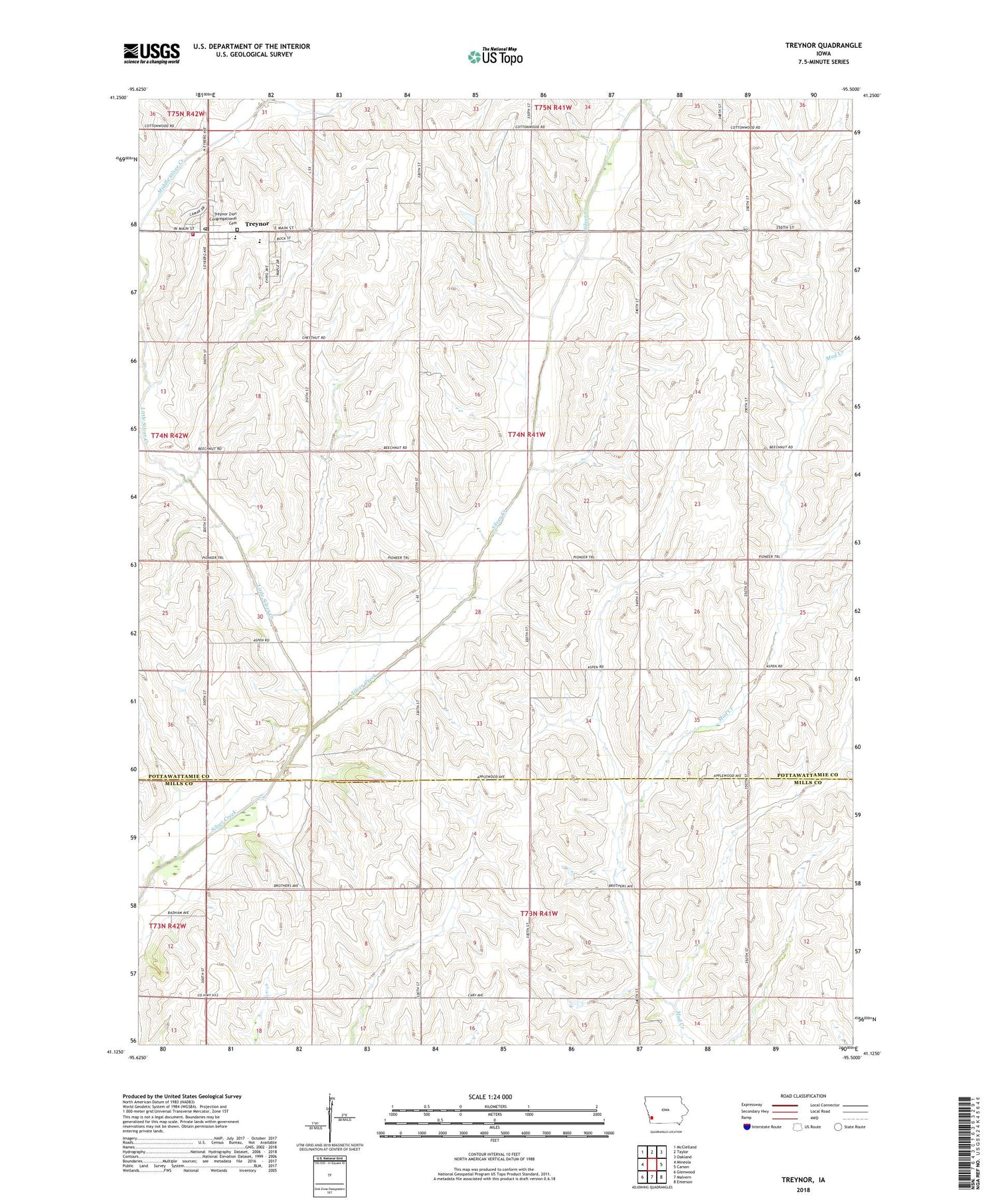 Treynor Iowa US Topo Map Image