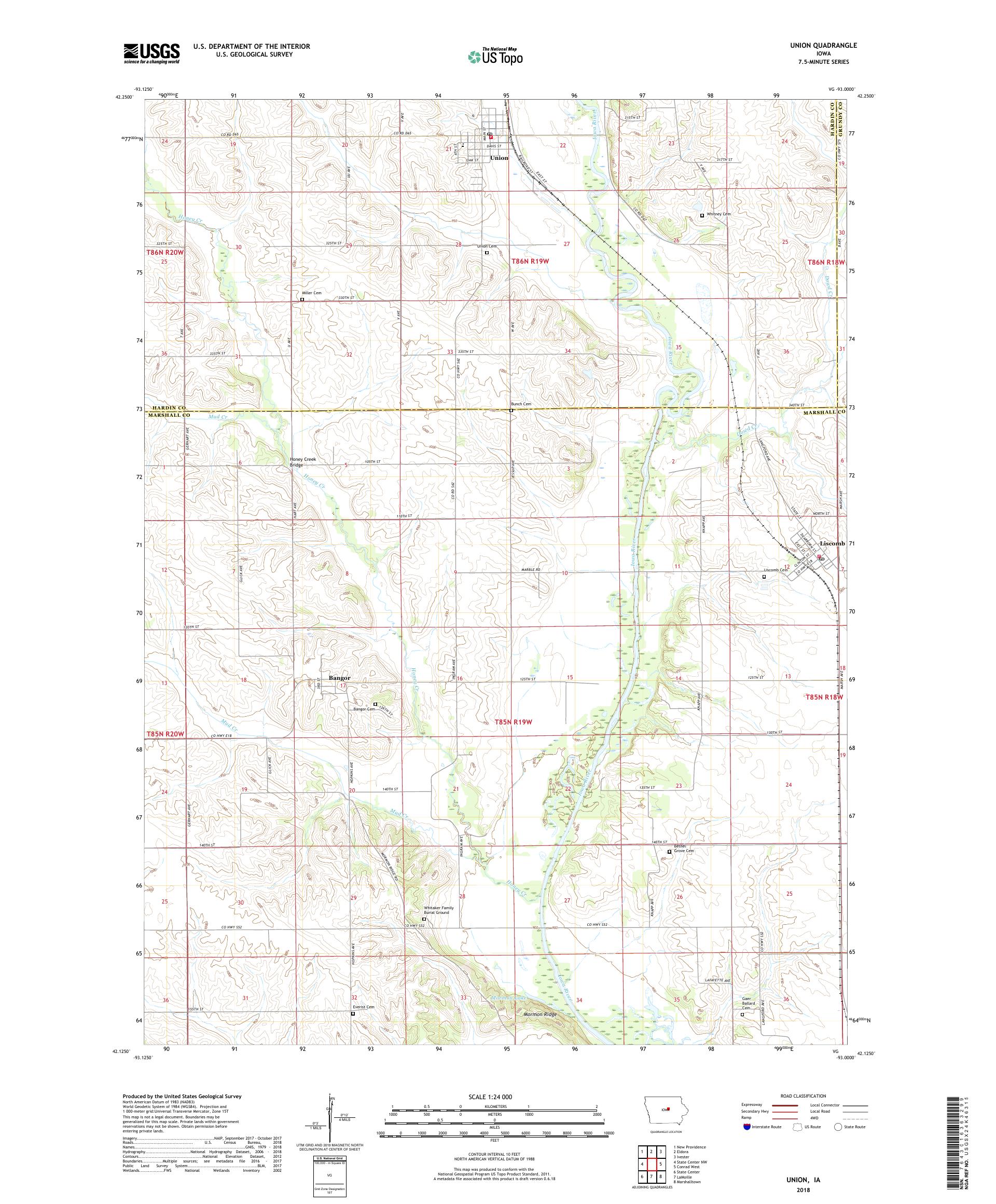 Union Iowa US Topo Map – MyTopo Map Store