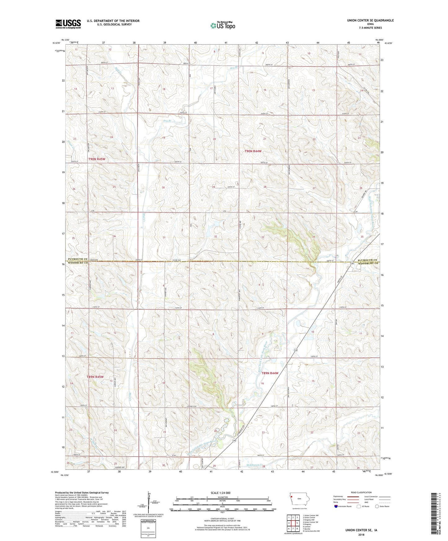 Union Center SE Iowa US Topo Map Image
